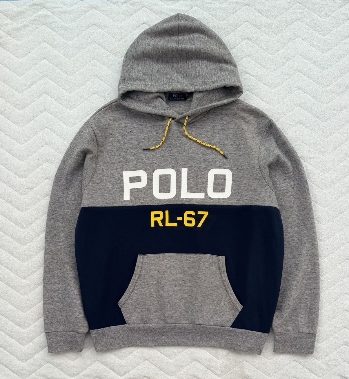 Polo Ralph Lauren Polo Ralph Lauren RL-67 Hoodie Grey Navy Colorblock Big Logo Size US XL / EU 56 / 4 - 1 Thumbnail
