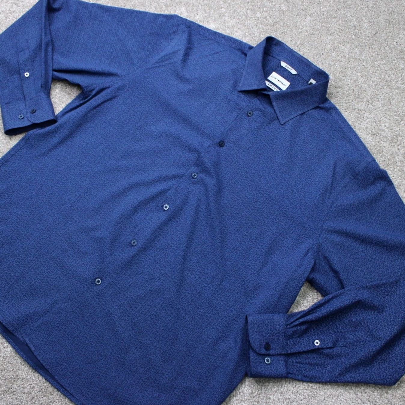 Lucky Brand Lucky Brand Shirt Mens XL Blue Geometric Slim Fit 4 Way Stretch Button-Up Casual Formal Workwear Size US XL / EU 56 / 4 - 4 Thumbnail