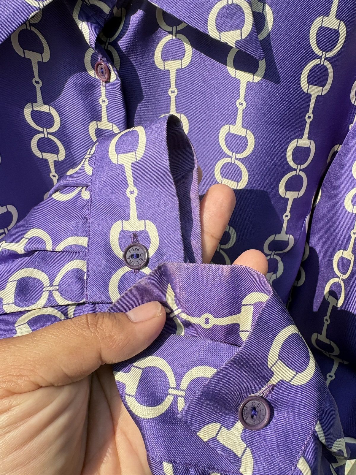 Celine Celine horsebit purple silk shirt Size M / US 6-8 / IT 42-44 - 10 Thumbnail