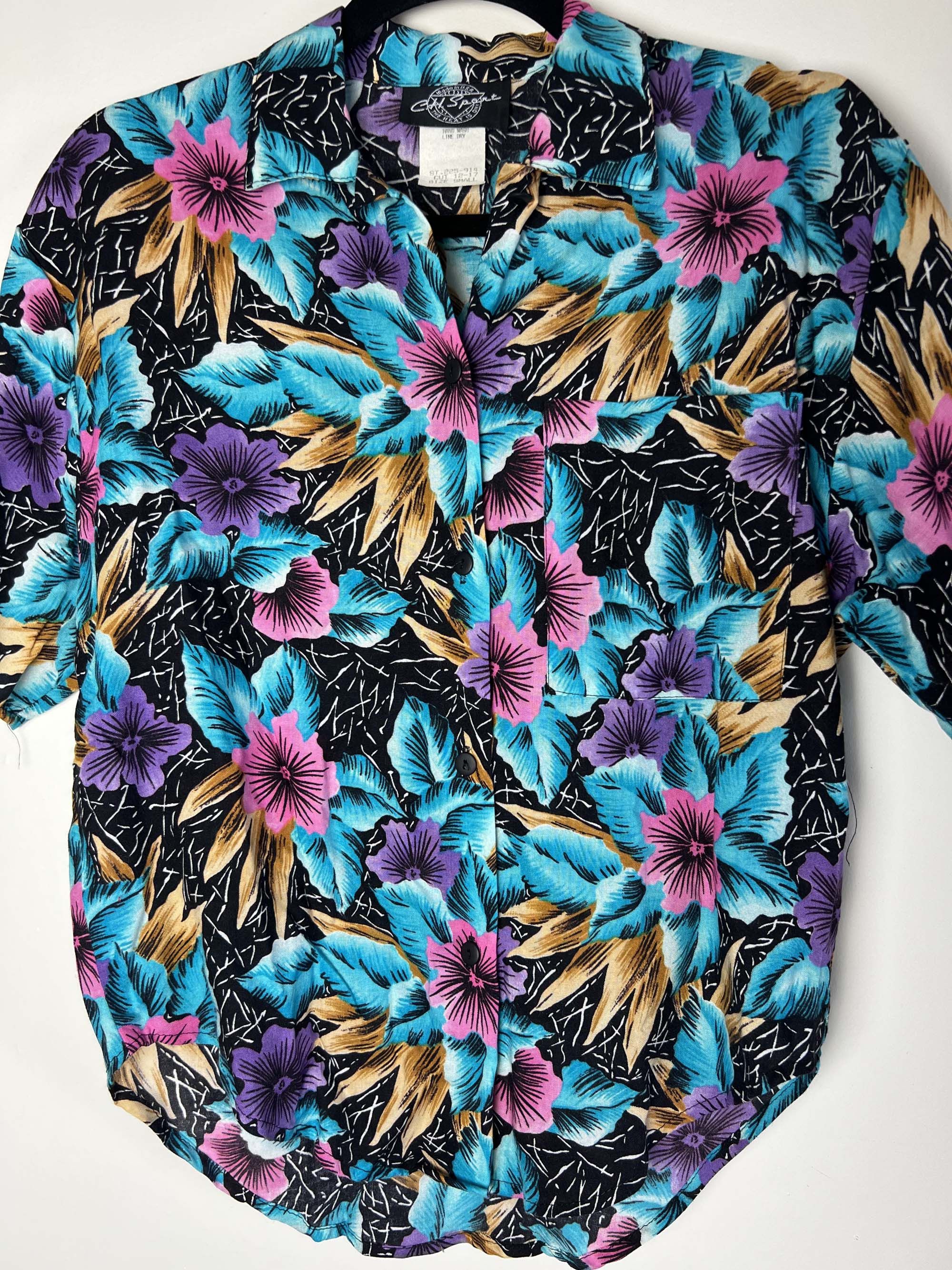 Vintage Vintage 1980's-1990's C.H. Sport Floral Aloha Luau Blouse Size S / US 4 / IT 40 - 2 Thumbnail