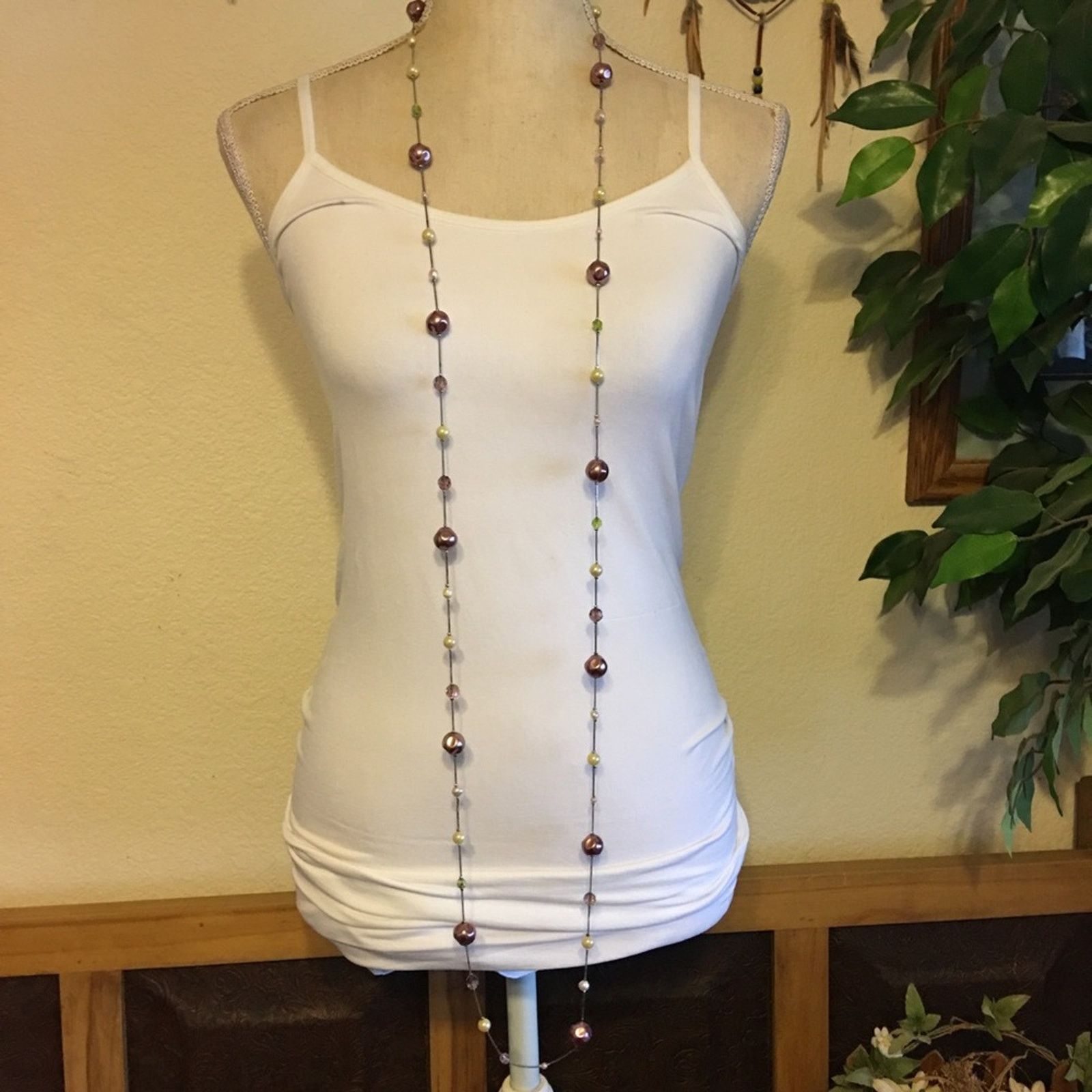Jewelry Glass bead accent silver snake chain necklace Size ONE SIZE - 4 Thumbnail
