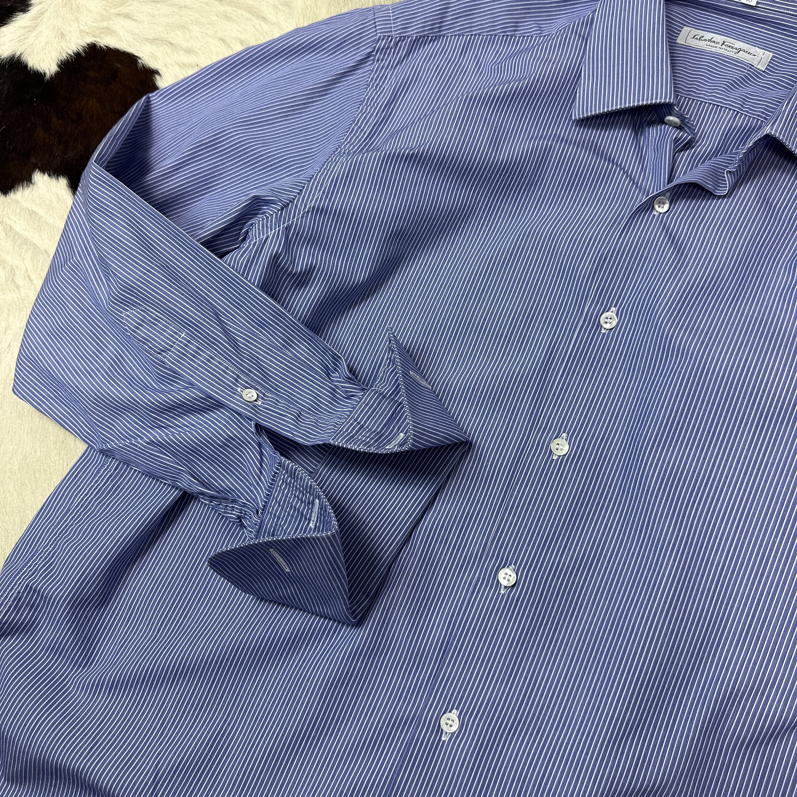 Salvatore Ferragamo Vintage Salvatore Ferragamo Shirt with Cufflinks Shirt Y2K Size US L / EU 52-54 / 3 - 3 Thumbnail