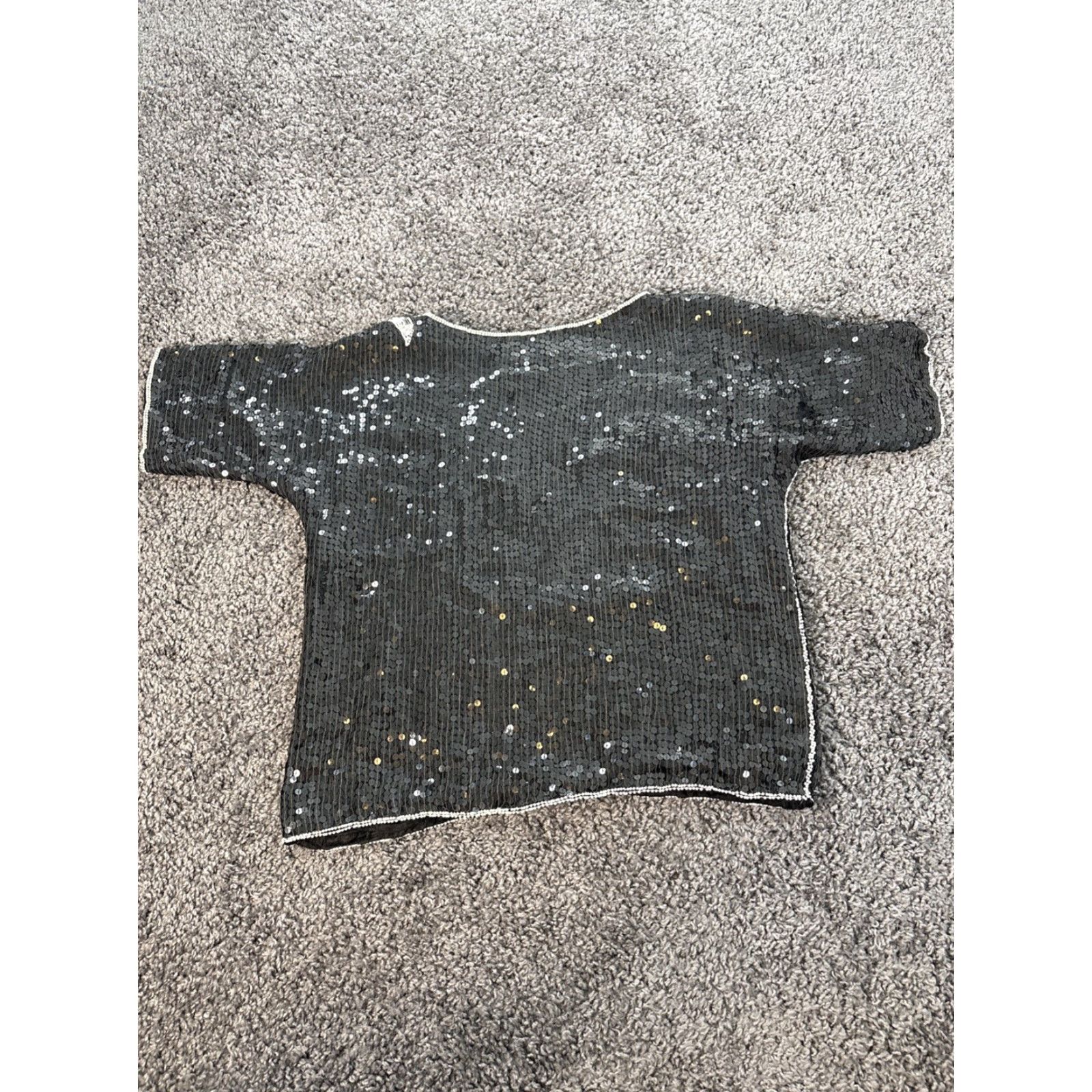 Joseph VINTAGE Jean for Joseph Le Bon Blouse XL Black Silk Sequin 80s Party Club Women Mens? Size XL / US 12-14 / IT 48-50 - 5 Thumbnail