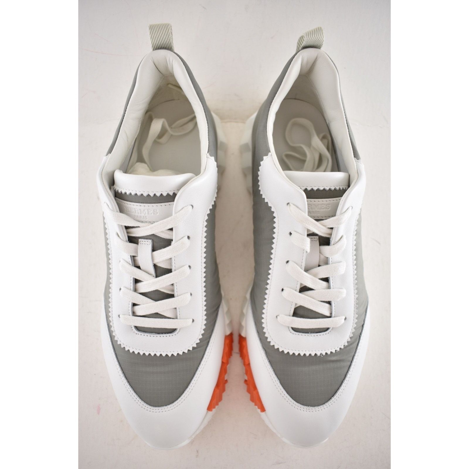 Hermes Mens Bouncing Sneaker Etoupe Blanc White Grey H Logo Lace Up Size US 11 / EU 44 - 12 Thumbnail