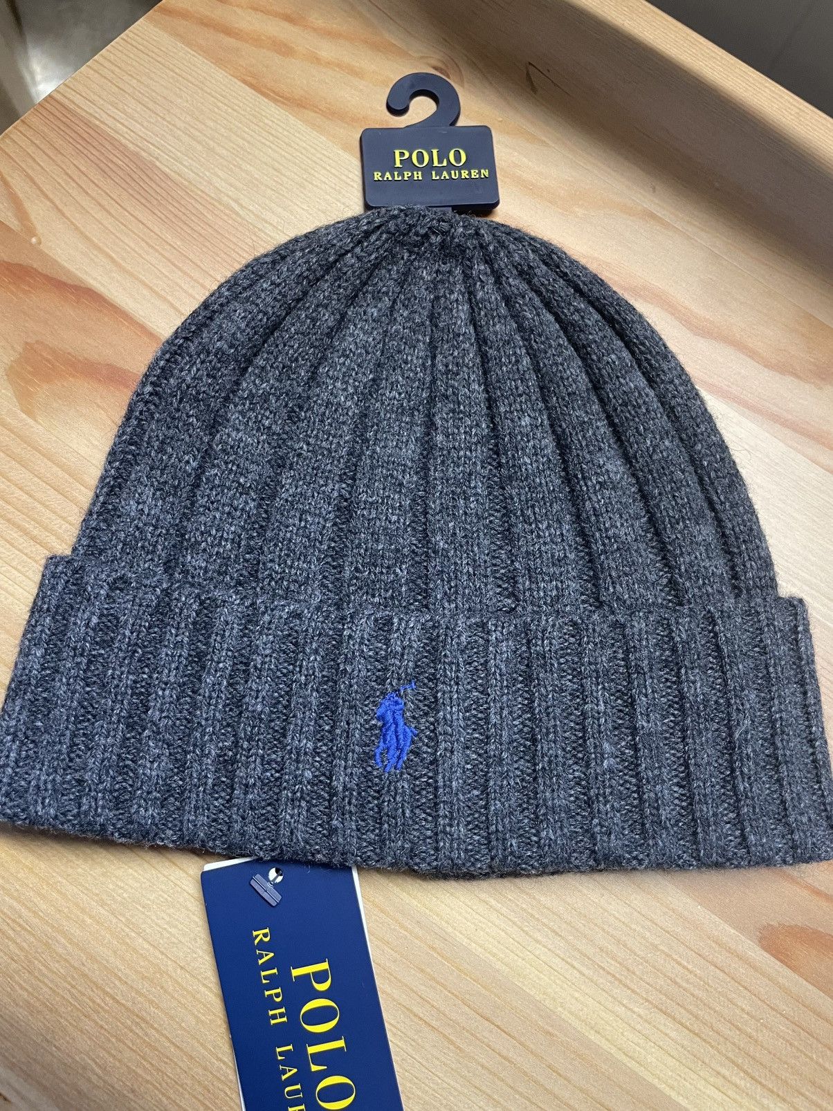 Polo Ralph Lauren Polo Ralph Lauren Beanie Charcoal Gray Blue Hat RL Knit Size ONE SIZE - 2 Thumbnail