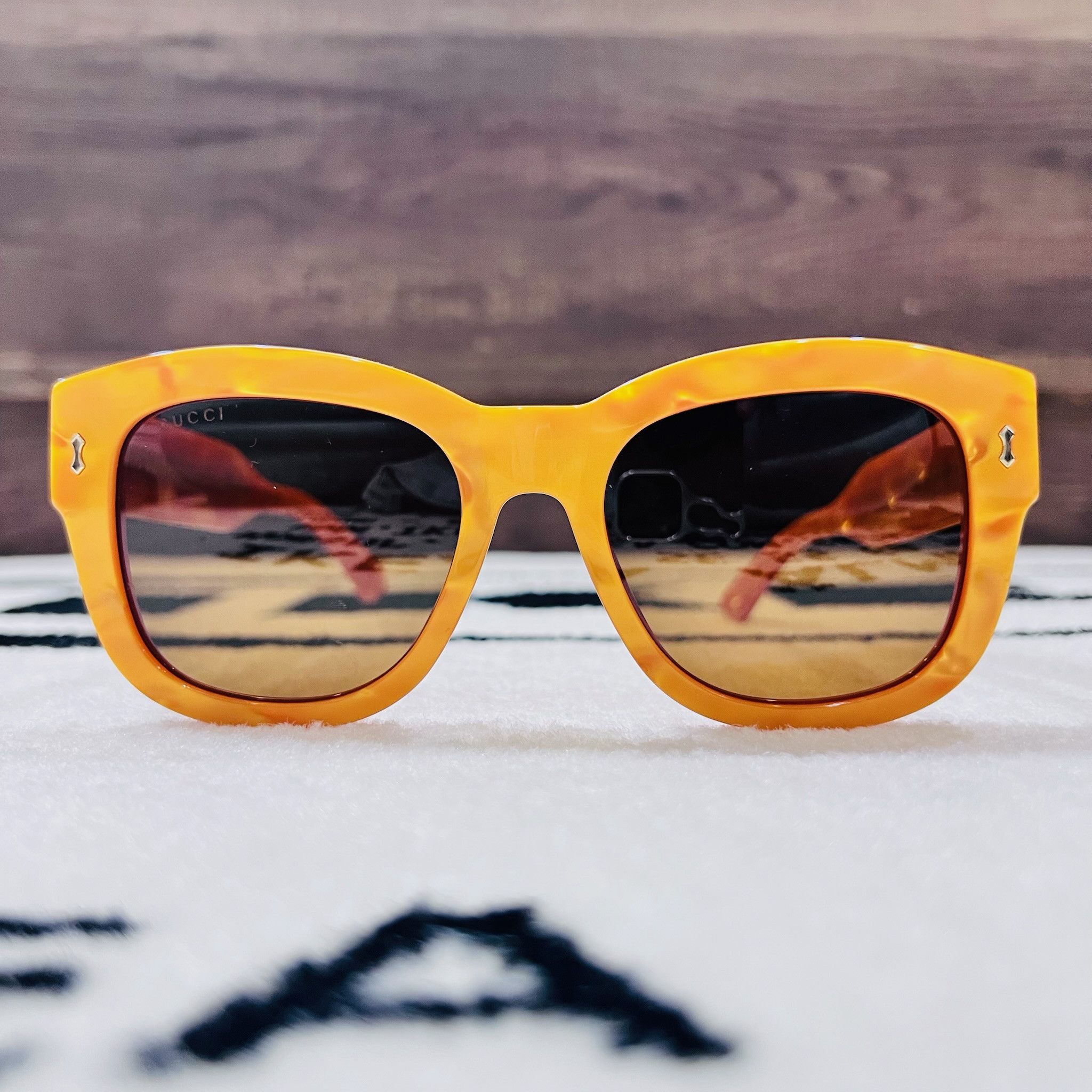 Gucci GUCCI AUTHENTIC 1110 Yellow Pearl Chunky Bold Sunglasses Size ONE SIZE - 2 Thumbnail