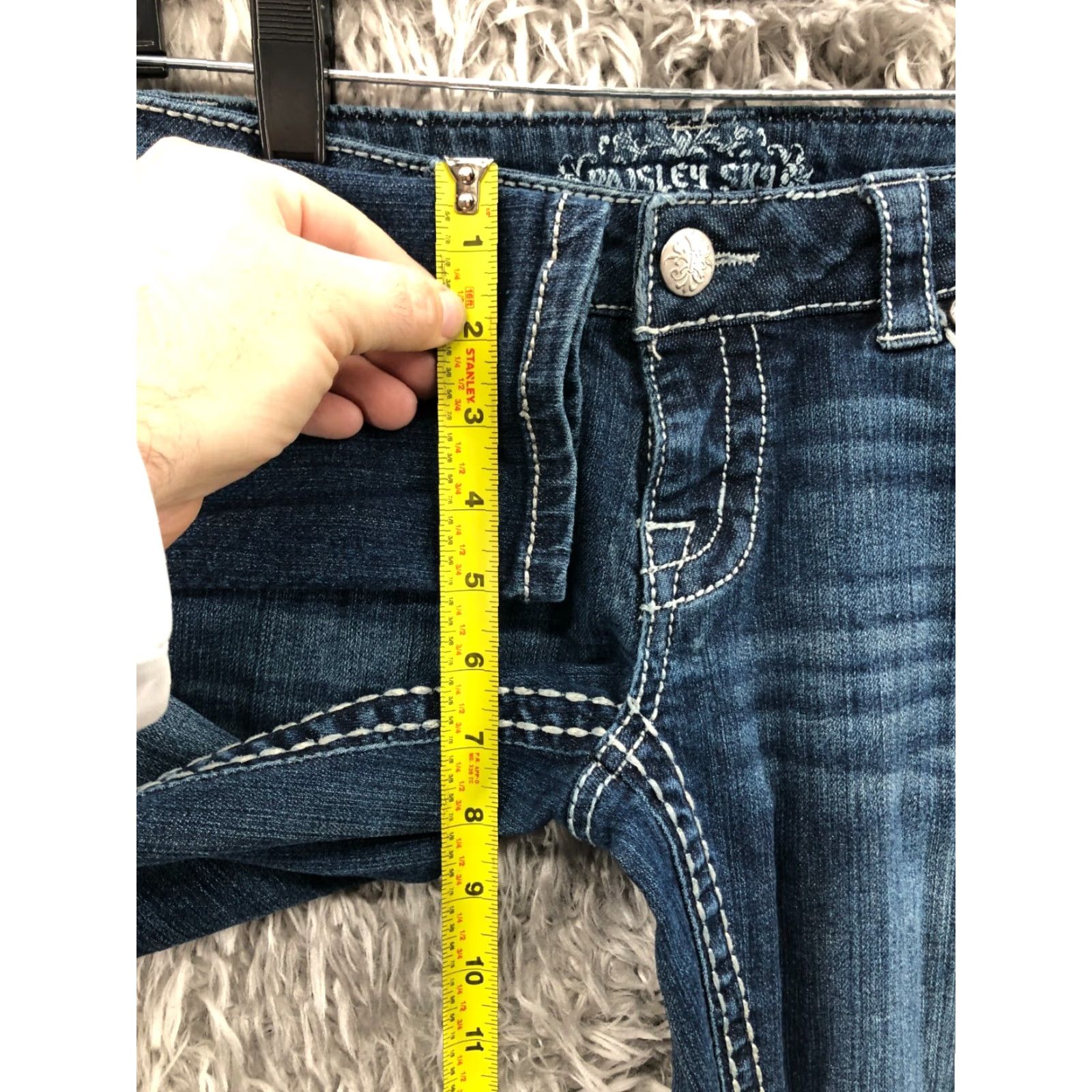 Denime Paisley Sky Jeans Skinny Dark Wash Blue Denim Size 2 Womens Low Rise 5-Pocket Cotton Belt Loops Size 26" / US 2 / IT 38 - 4 Thumbnail