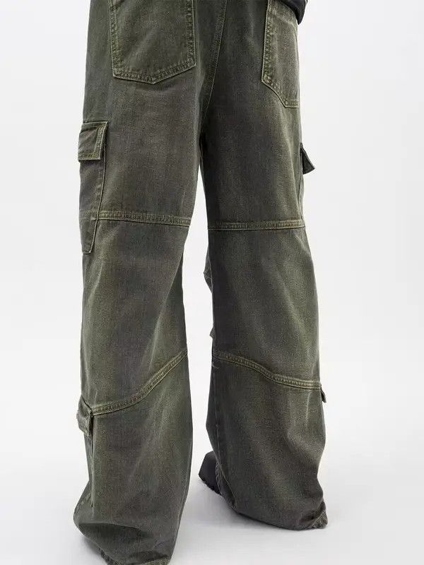 Japanese Brand VIBE Retro washed distressed workwear loose wide leg jeans Size US 30 / EU 46 - 3 Thumbnail