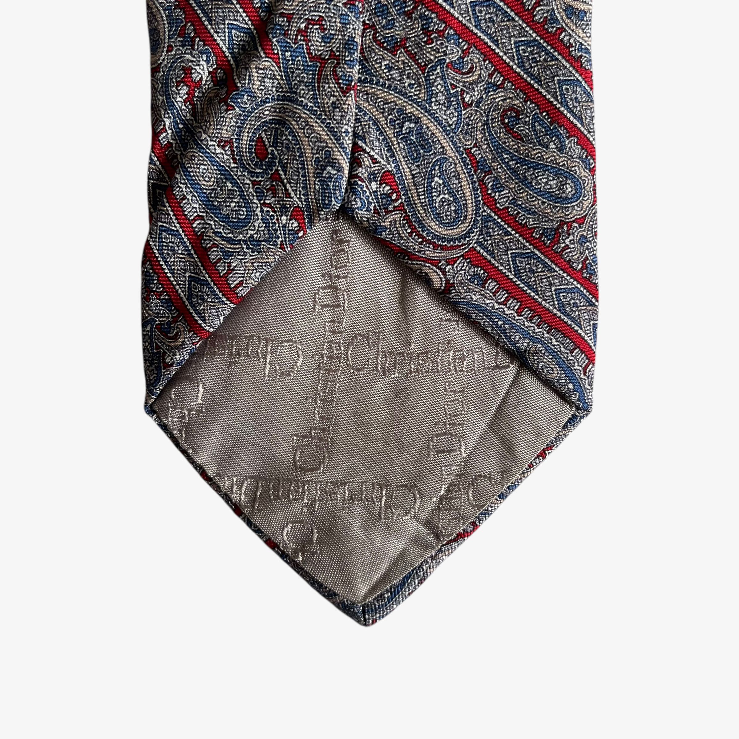 Dior Vintage 90s Christian Dior Paisley Striped Print Silk Tie Size ONE SIZE - 3 Thumbnail
