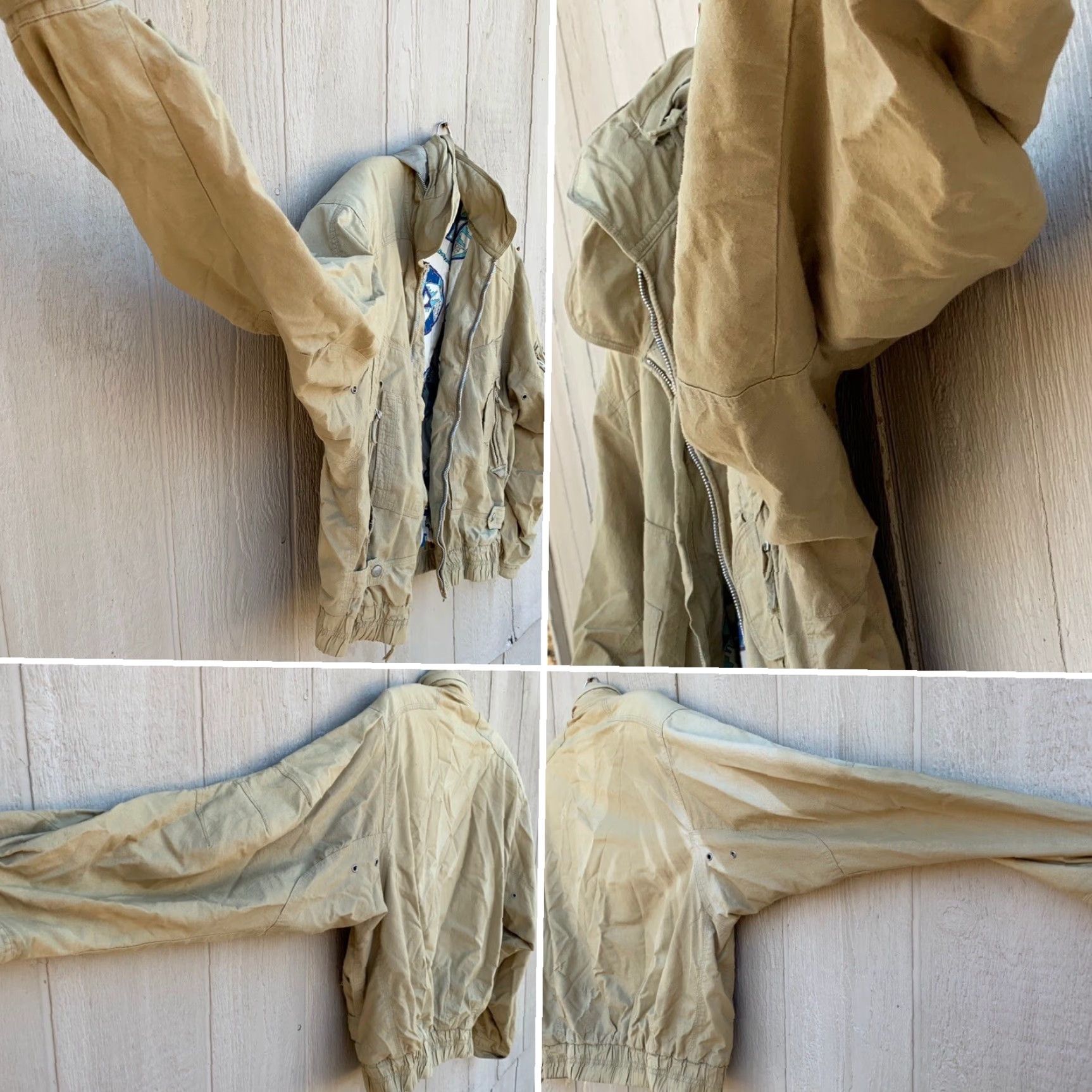 Vintage VINTAGE Weekends Jacket Cotton Bomber All Over Print Lining Shoulder Pads M Beige 80s 90s Zip Mens Size US M / EU 48-50 / 2 - 5 Thumbnail