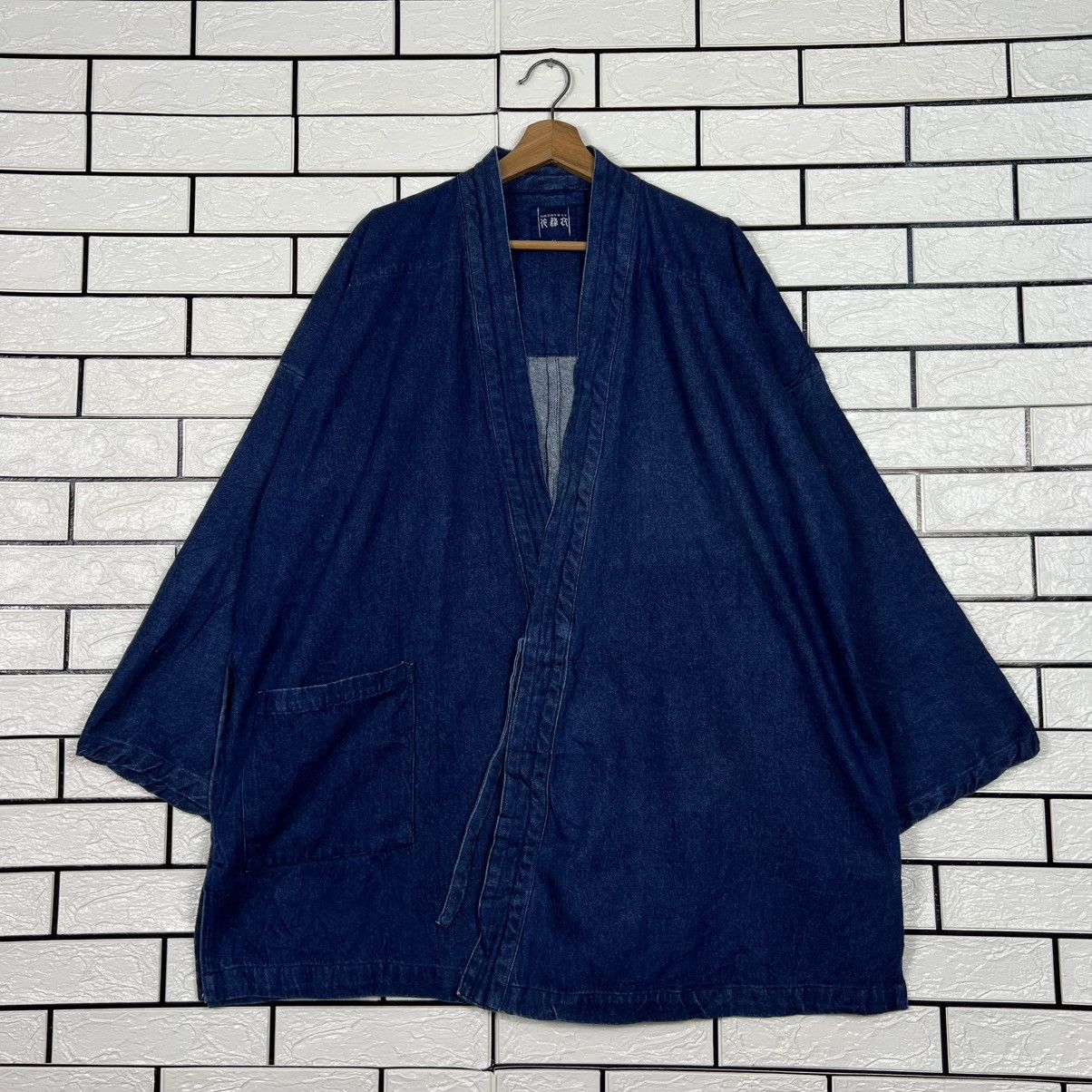 Japanese Brand Vintage KIMONO Blue Indigo Denim Hanten Jacket #4053-C184 Size US L / EU 52-54 / 3 - 1 Thumbnail