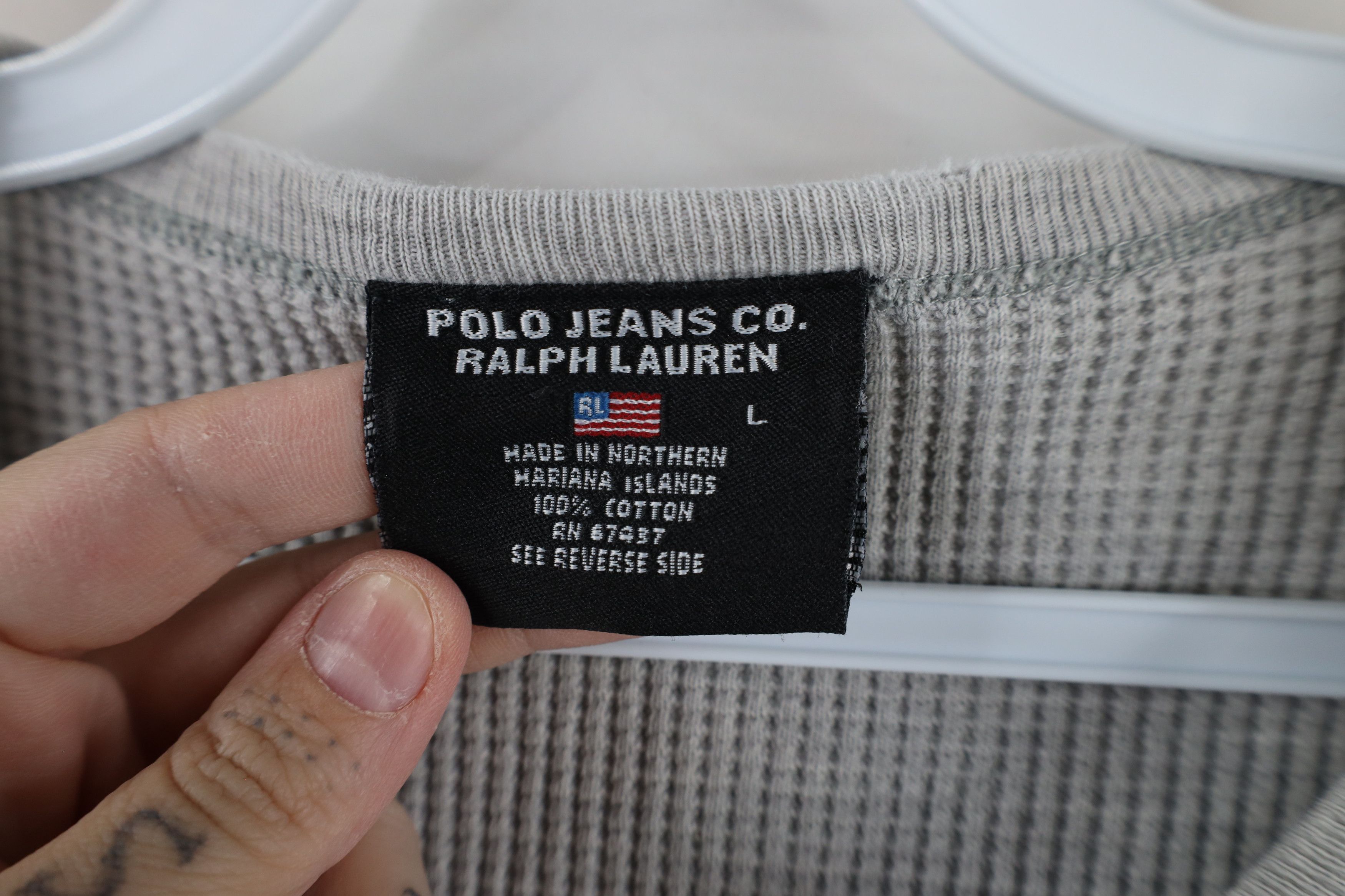 Ralph Lauren × Vintage Vintage 90s Ralph Lauren Thermal Waffle Knit T-Shirt USA Size US L / EU 52-54 / 3 - 5 Thumbnail