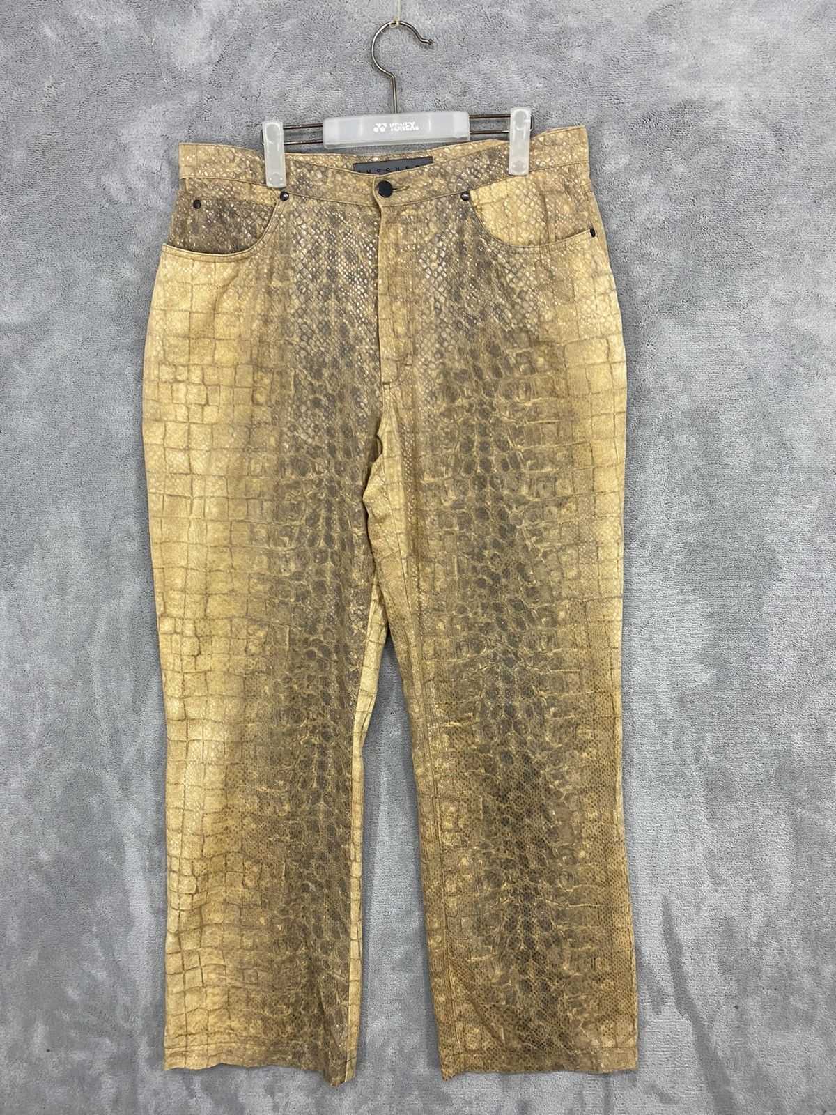Vintage Y2K VINTAGE FEATHER CROCODILE PANTS PRINT MADE IN ITALY Size US 34 / EU 50 - 2 Thumbnail