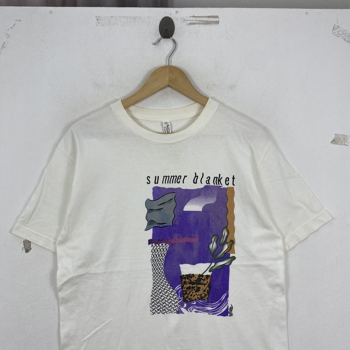 Vintage VTG Alstyle Summer Blanket Abstract Art Shirt Size M White Size US M / EU 48-50 / 2 - 3 Thumbnail
