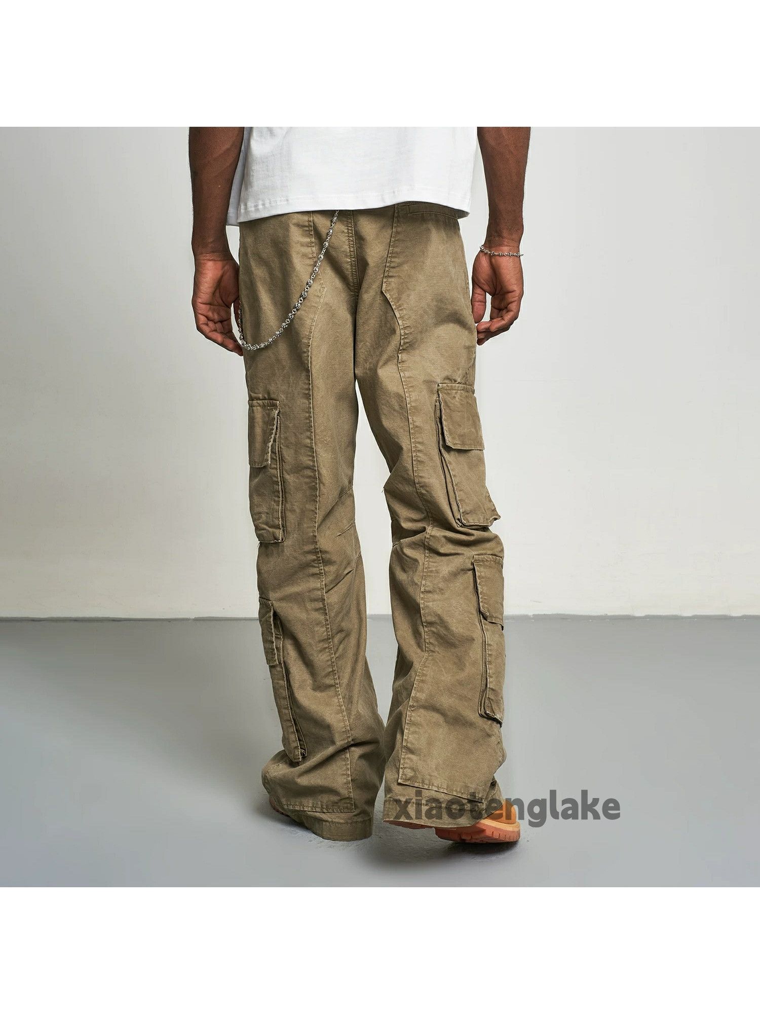 Designer × Japanese Brand × Vintage washed faded patchwork skate hiphop flared cargo pants Size US 33 - 3 Thumbnail