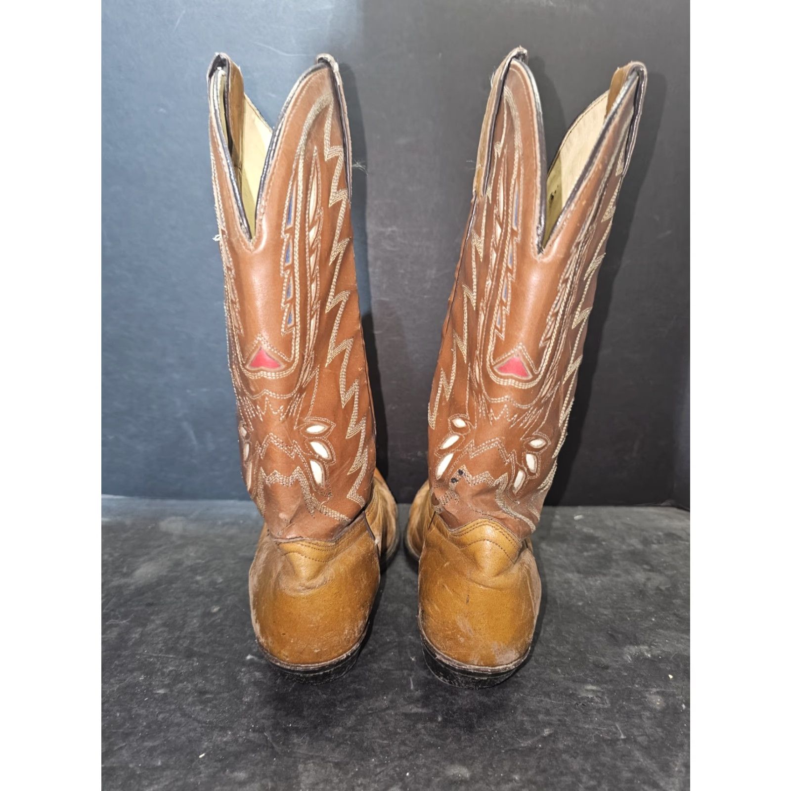 VINTAGE Texas All American Made Leather Cowboy Boot Style 47393 Mens Size 8 EEE Brown Leather Western Cowboy Boots Men's 8 EEE