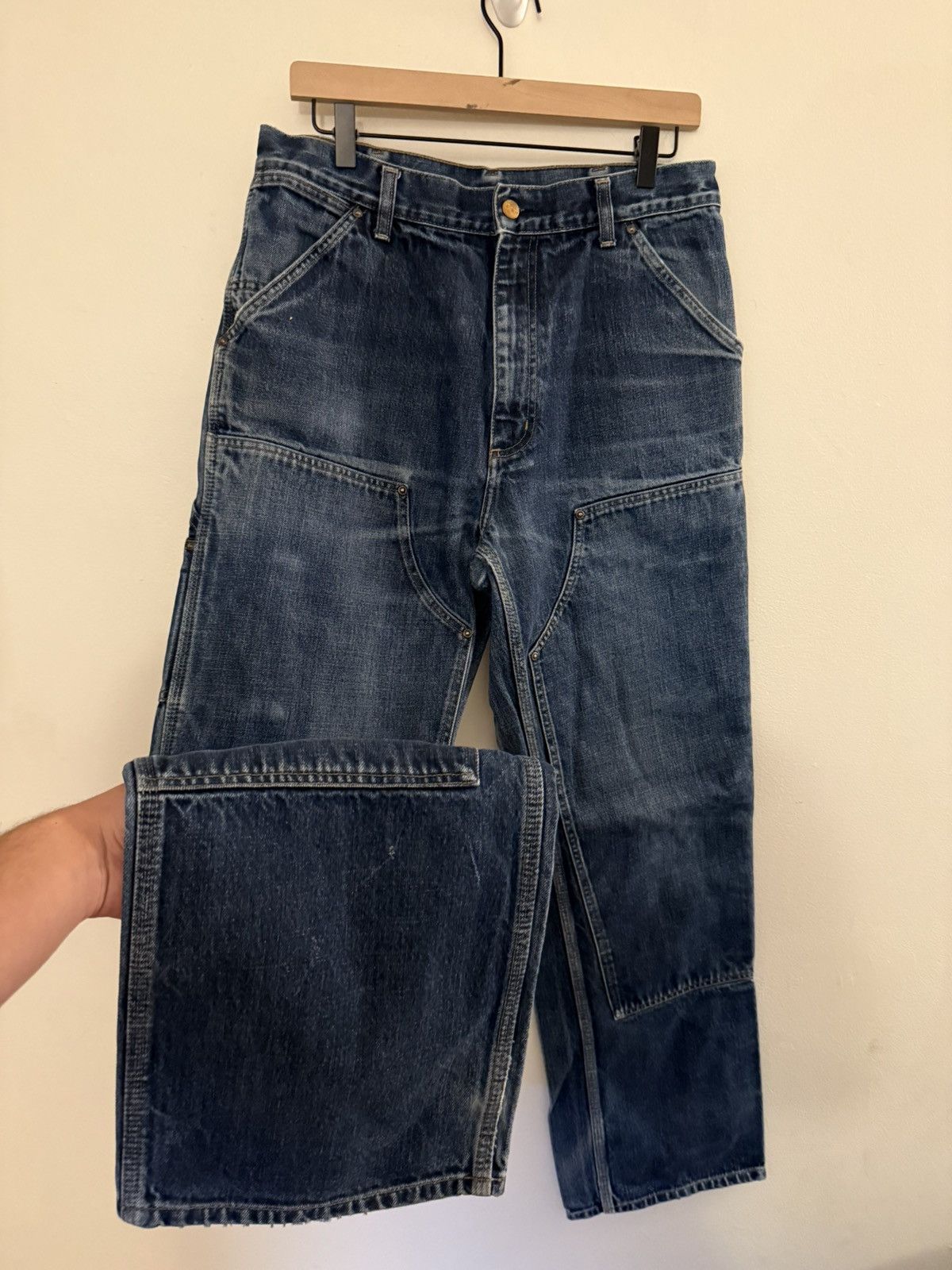 Carhartt Vintage Thrashed Faded Carhartt Double Knee Denim 4gseller Size US 32 / EU 48 - 1 Thumbnail