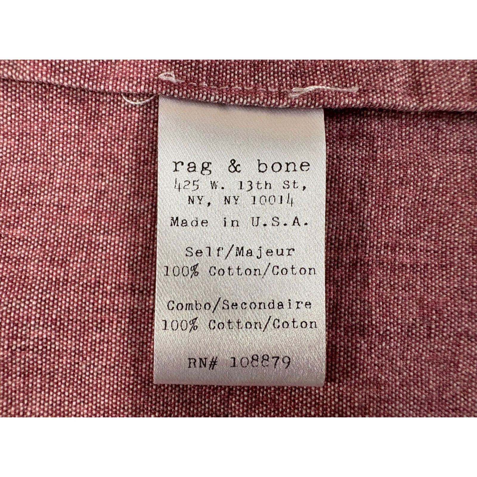 Rag & Bone Rag & Bone The Trail Denim Shirt size L color Red NWOT Size US L / EU 52-54 / 3 - 3 Thumbnail