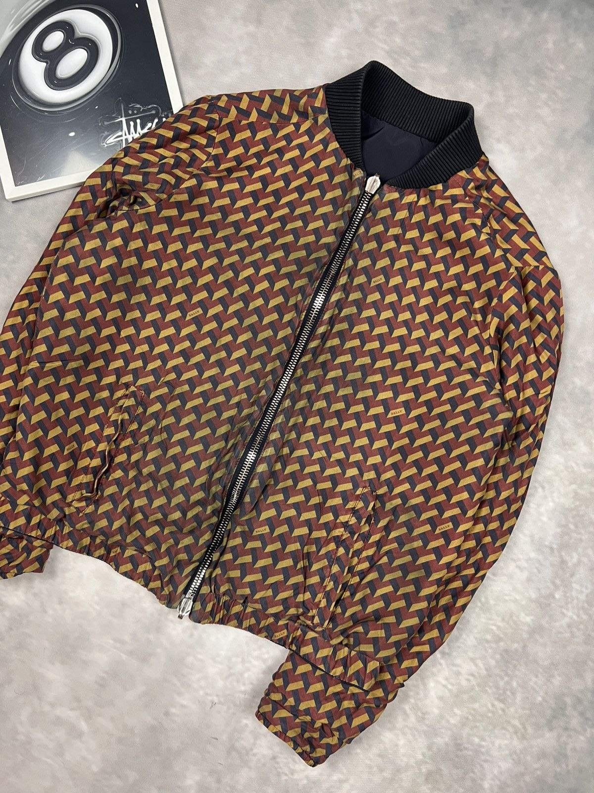 Bally BALLY Reversible Silk Bomber Jacket Navy/Print Wmn IT 44 (L) Size L / US 10 / IT 46 - 6 Thumbnail