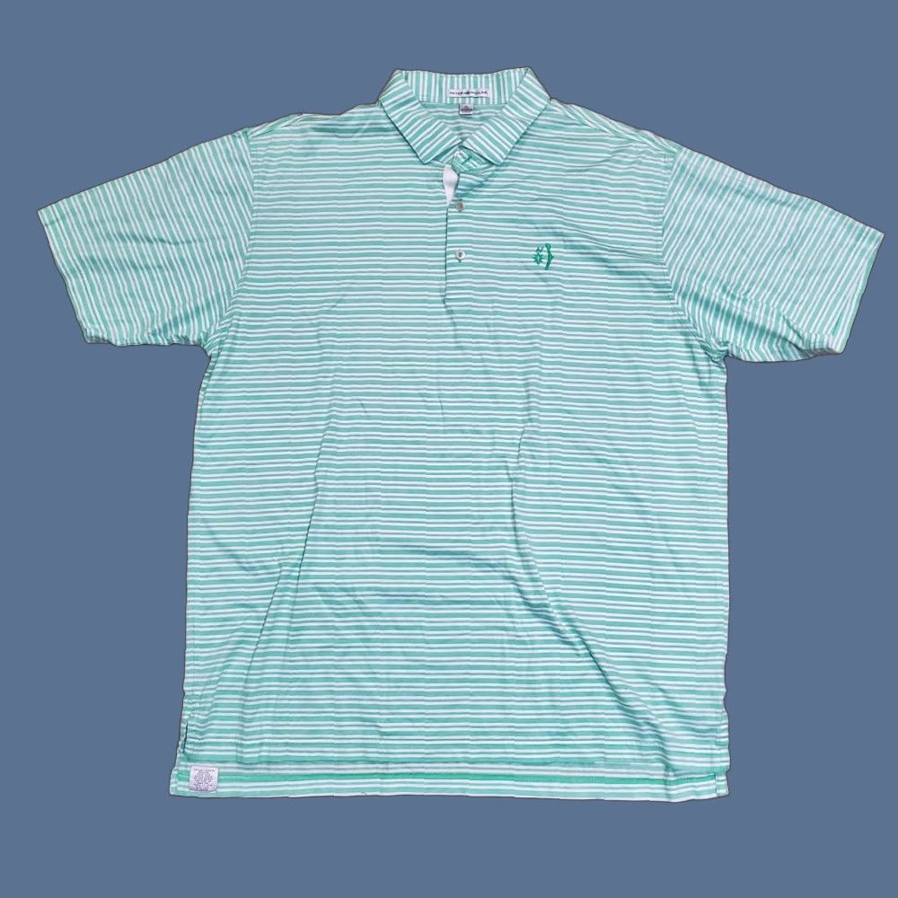 Peter Millar Peter Millar Polo Shirt Mens XL Green Striped 100% Cotton Short Sleeve Golf Logo Polo Shirt Mens XL Green Striped Size US XL / EU 56 / 4 - 1 Thumbnail