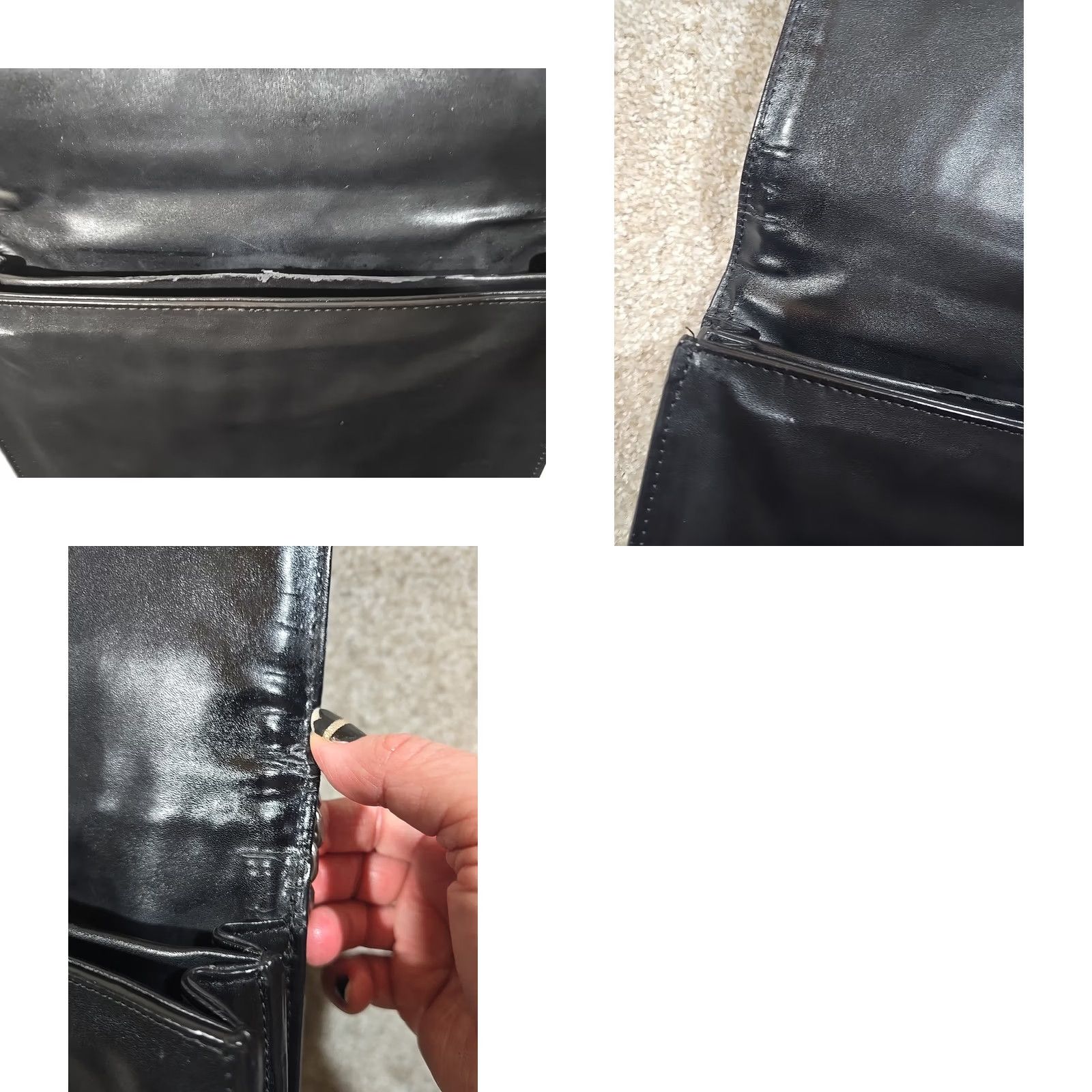 Zara Zara Women Leather Shoulder Bag Purse Heavy Chain Strap Crocodile Texture Black Rockabilly Gothic Punk Rock Bag Womens Medium Size ONE SIZE - 9 Thumbnail