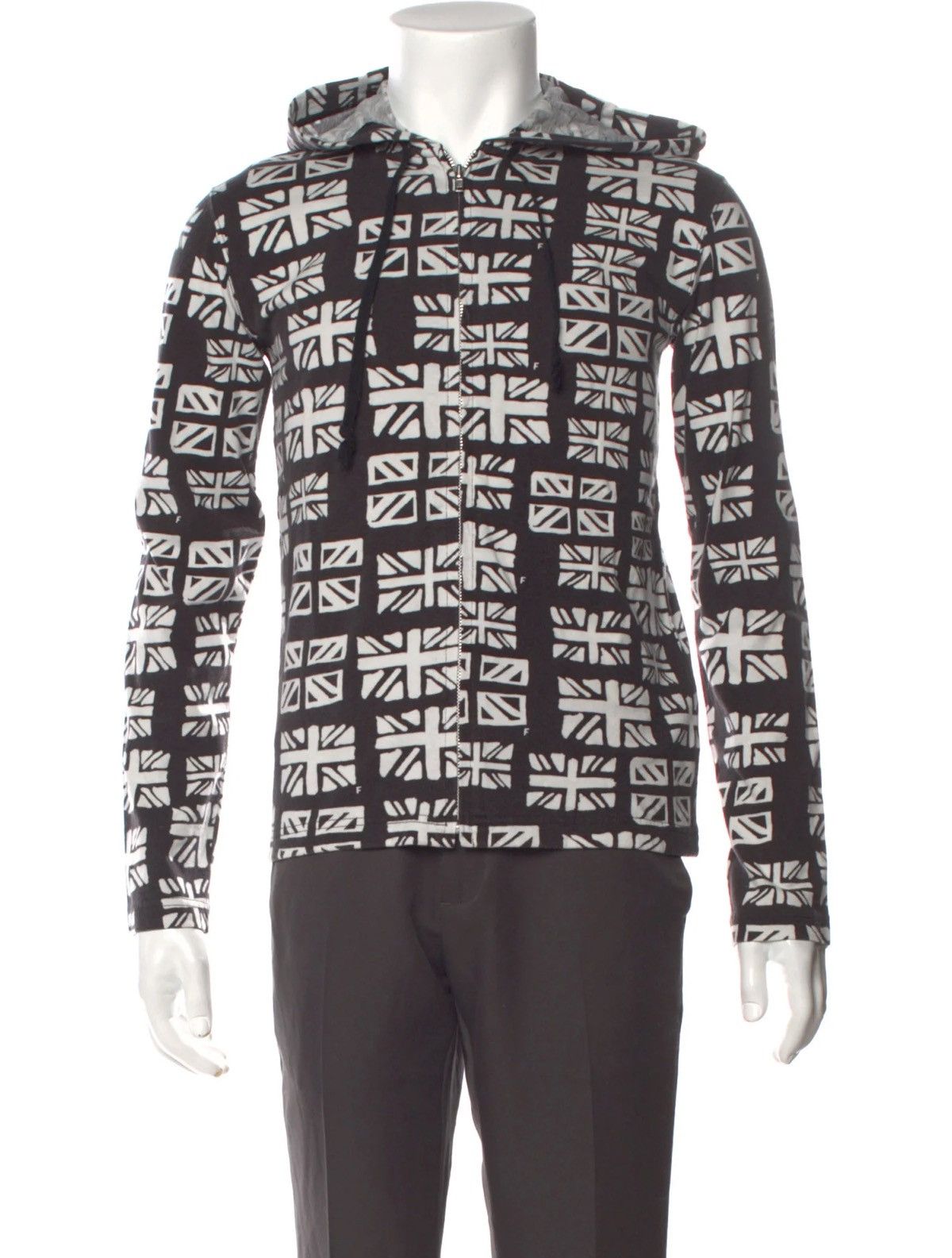 image of Comme Des Garcons Commes Des Garçons Black Union Jacks Hoodie, Men's (Size Medium)