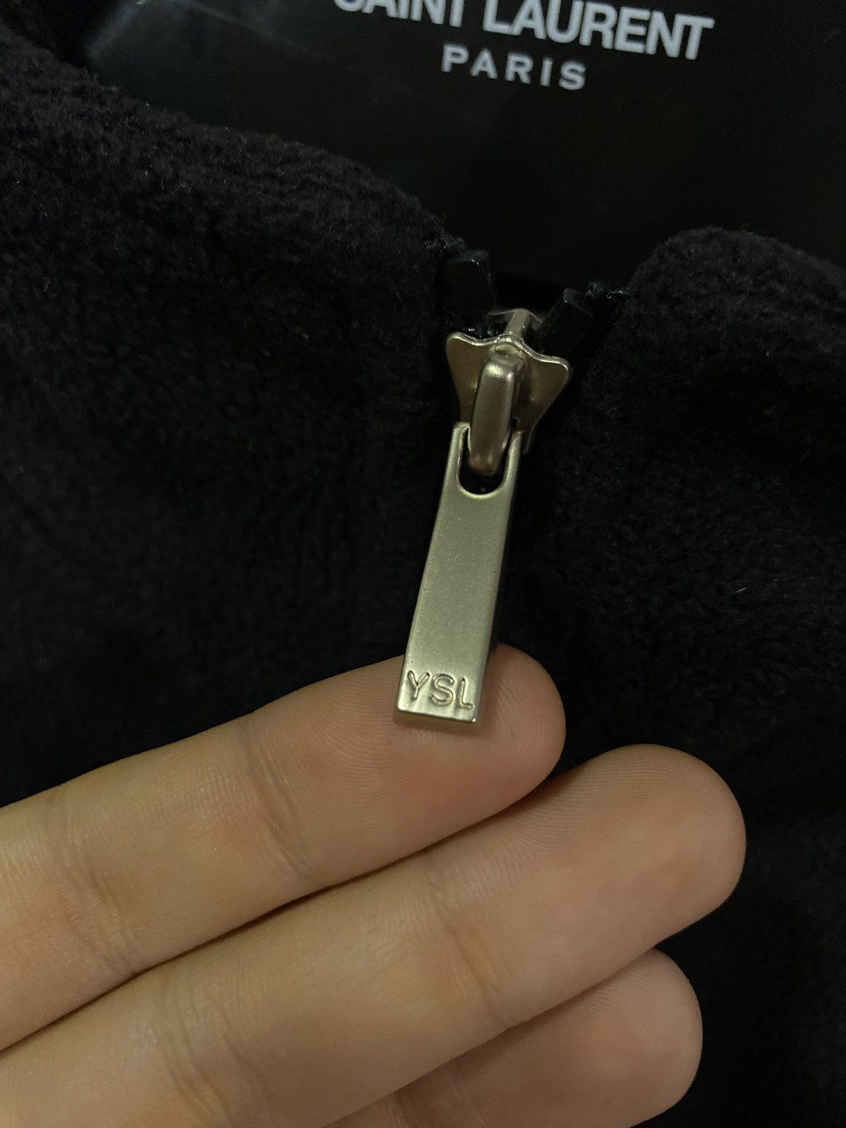 Yves Saint Laurent Fleece Black YSL Sweatshirt 1/4 Quarter Zip Big Logo Sweater Size US L / EU 52-54 / 3 - 3 Thumbnail