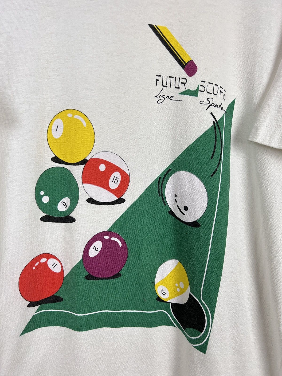 Vintage 90s Vintage Futuroscope Park 8 Ball Pool Single Stitch Tee Size US M / EU 48-50 / 2 - 2 Thumbnail