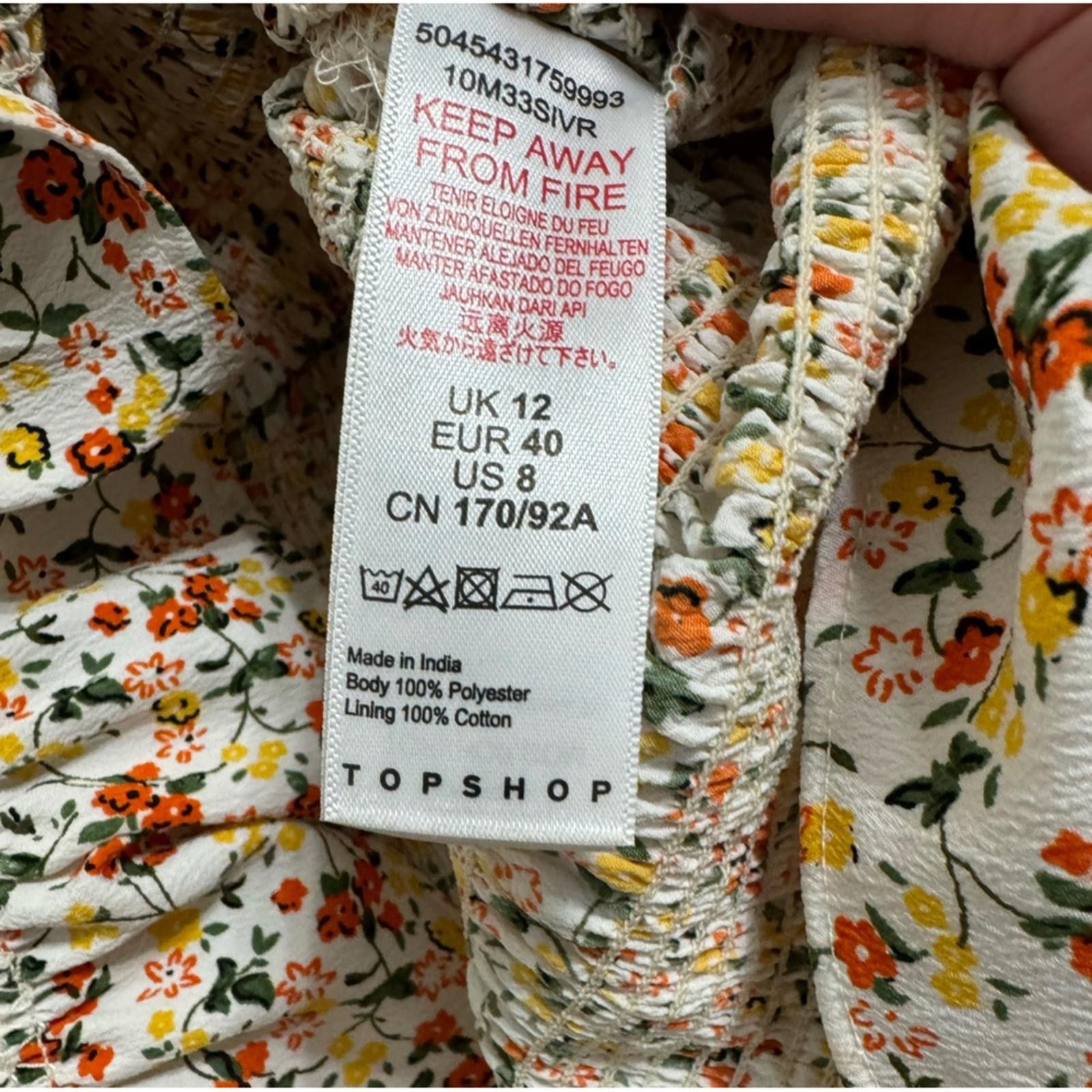 Topshop Topshop Floral Print Off Shoulder Smocked Mini Dress- Size 8 Size M / US 6-8 / IT 42-44 - 8 Thumbnail