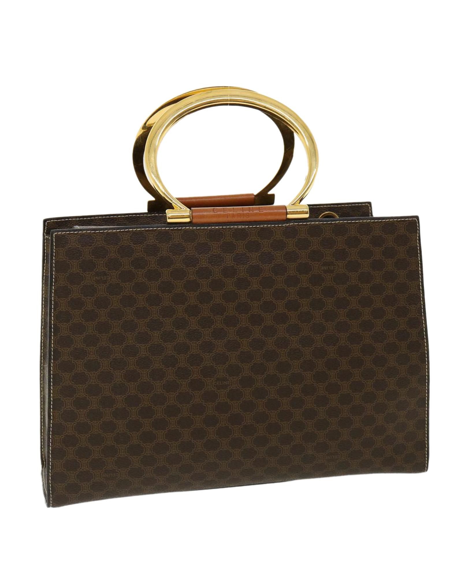 image of Celine Brown Macadam Canvas Hand Bag, Women's