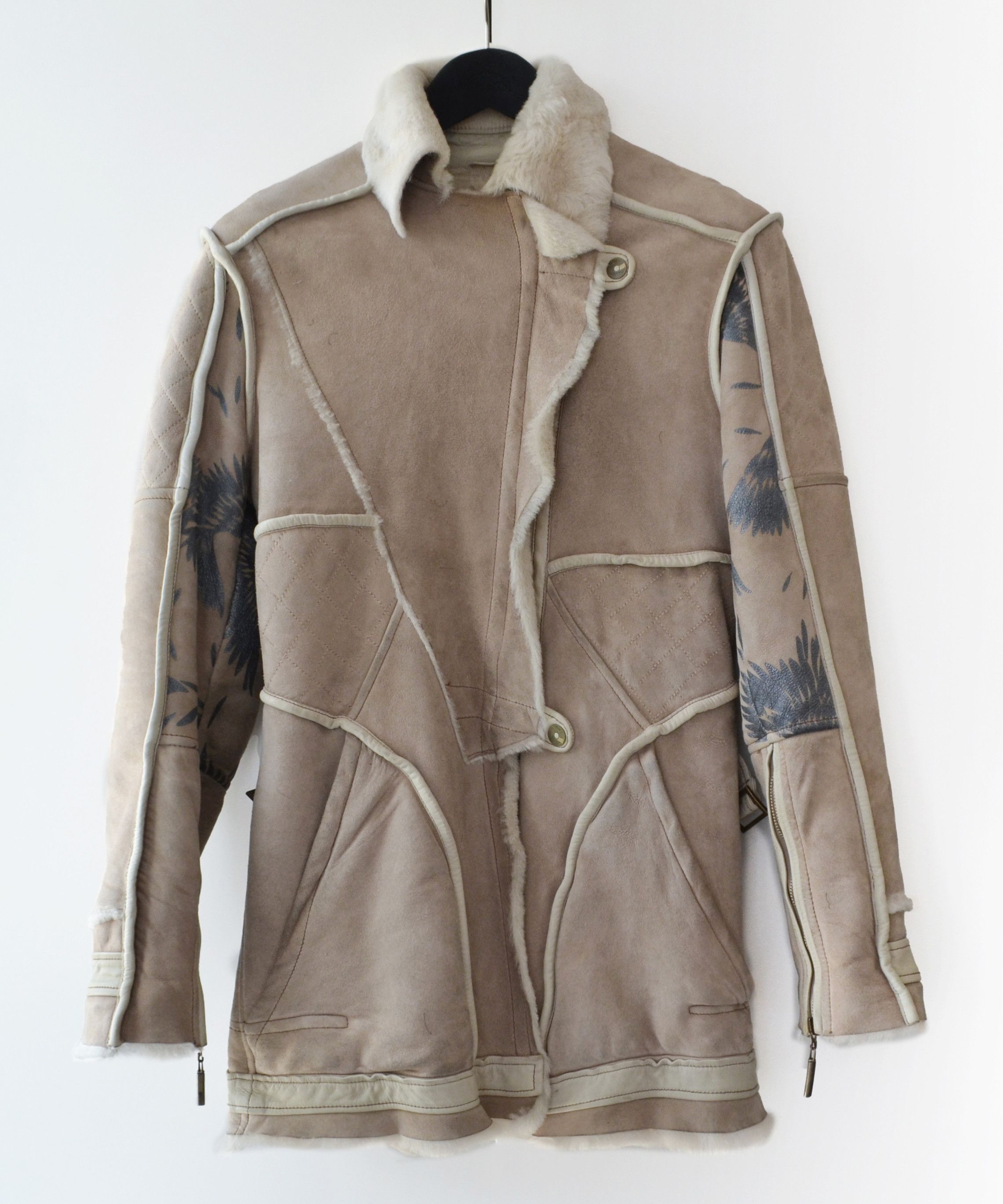 Roberto Cavalli ROBERTO CAVALLI Shearling Jacket Leather Fur Beige Size M / US 6-8 / IT 42-44 - 3 Thumbnail