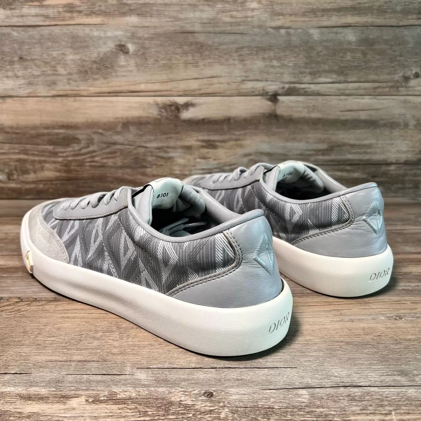 Dior DIOR B101 Low Top Sneaker Gray/White Houndstooth 44 Size US 11 / EU 44 - 4 Thumbnail