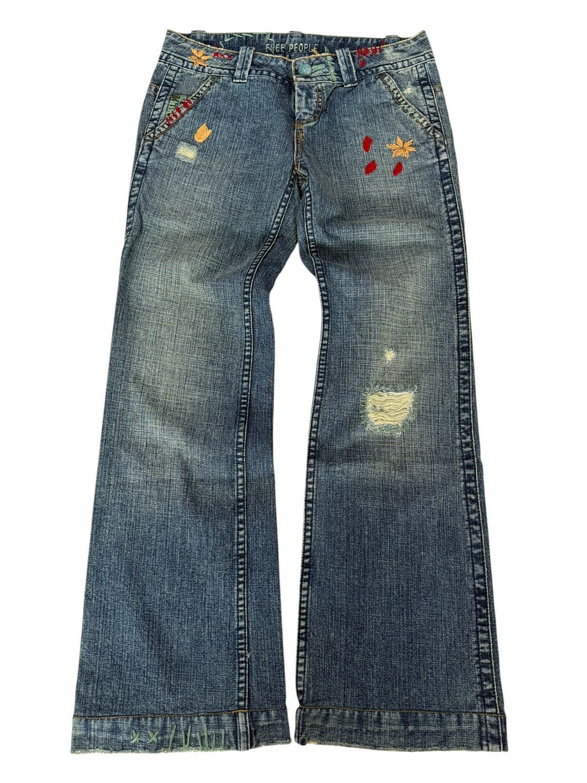 Japanese Brand Flared Jeans Free People Distressed Bootcut Denim Size US 30 / EU 46 - 2 Thumbnail