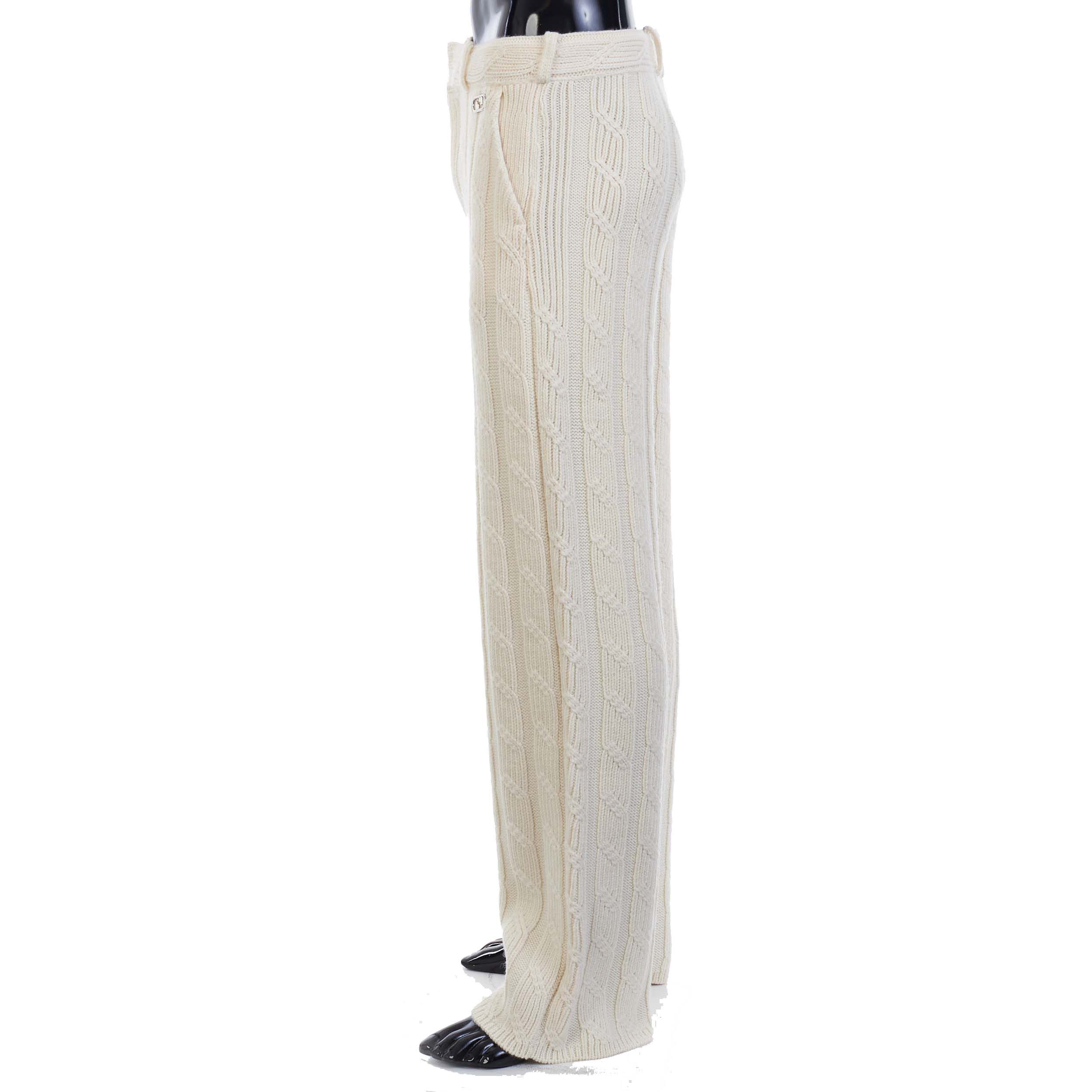Fendi White Wool Knit Trousers Pants Size US 30 / EU 46 - 3 Thumbnail