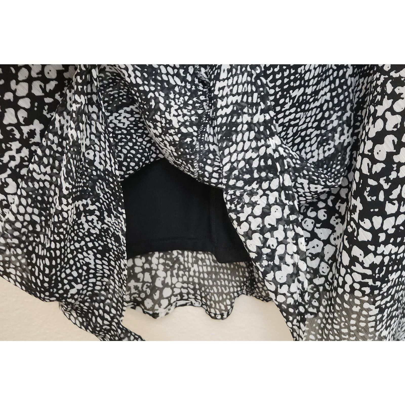 Other Black White Animal Print A Line Lined Midi Skirt Large Flowy Size 34" / US 12 / IT 48 - 2 Thumbnail