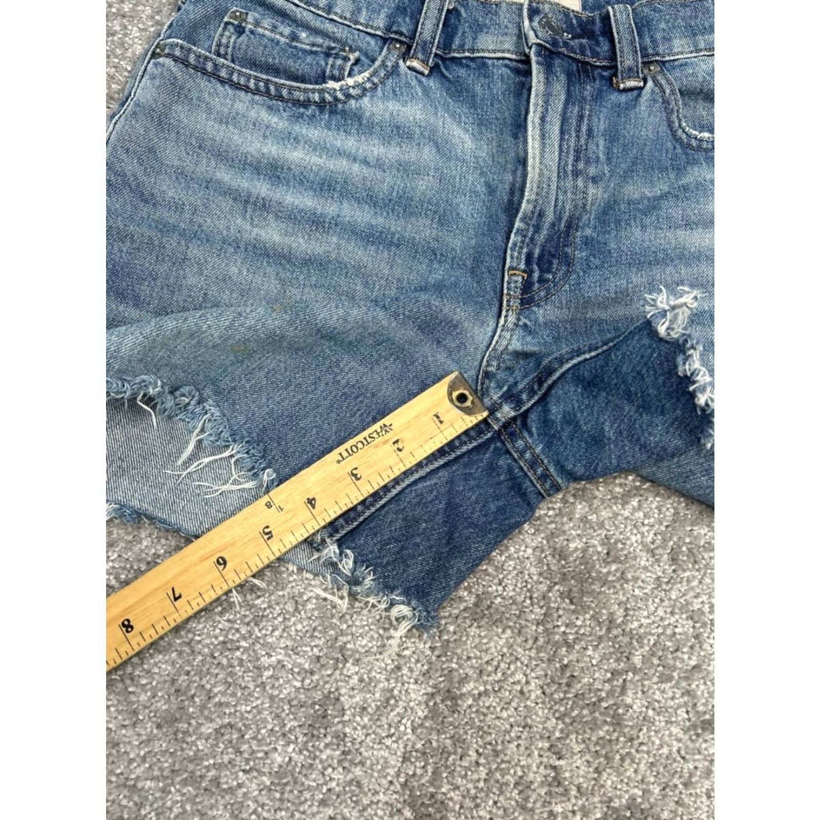 Everlane Everlane Denim Shorts Womens 27 Blue Cut Off Cotton High Rise Frayed Hem Size 27" / US 4 / IT 40 - 7 Thumbnail