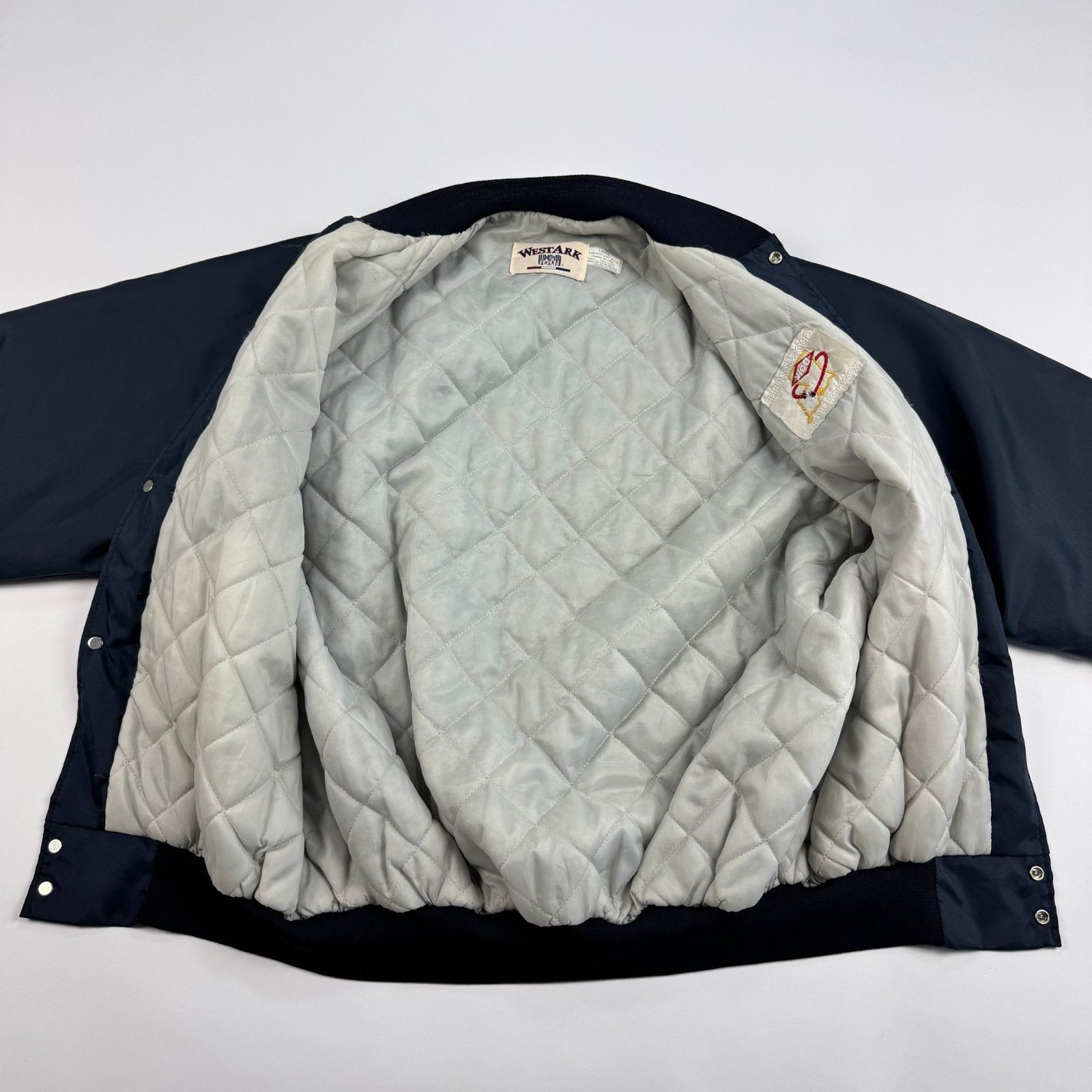Vintage Made in USA Satin Bomber Jacket Westark Vintage Navy L Size US L / EU 52-54 / 3 - 2 Thumbnail