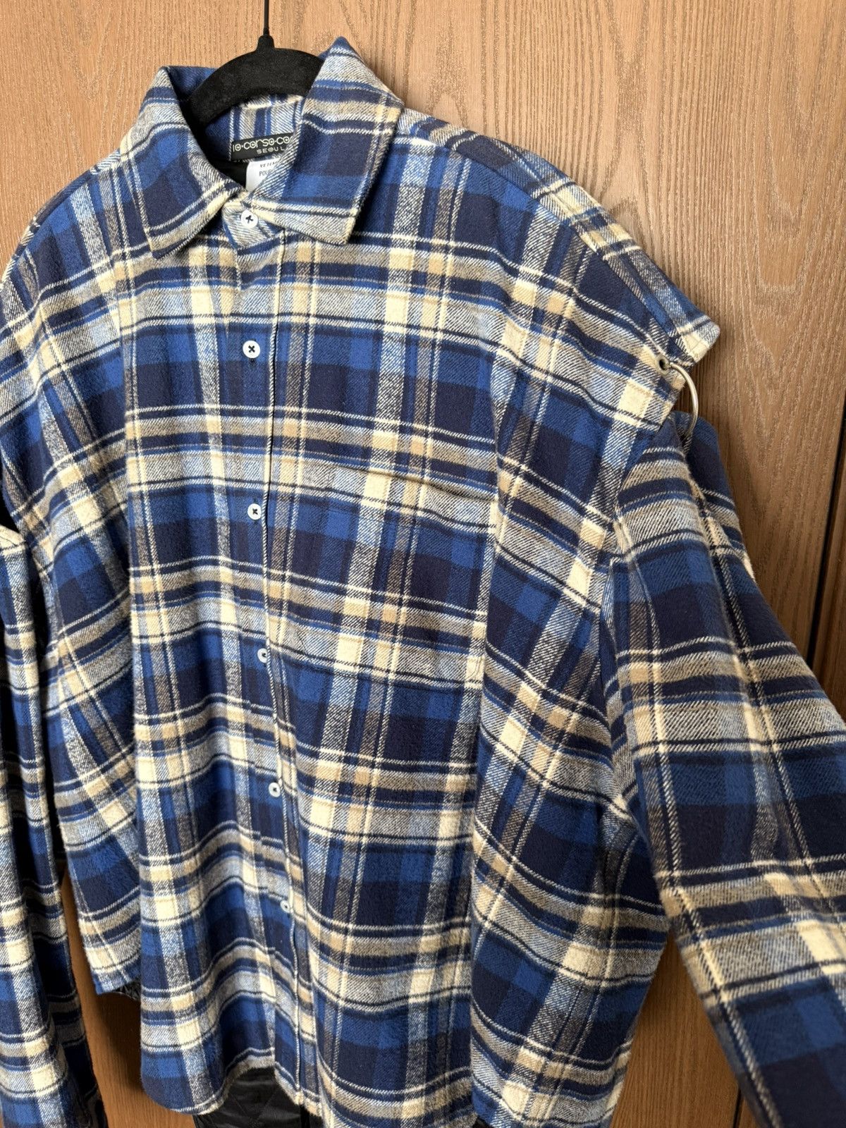 Vetements FW17 Football Shouldered Checked Flannel Shirt In Blue Size XS / US 0-2 / IT 36-38 - 2 Thumbnail