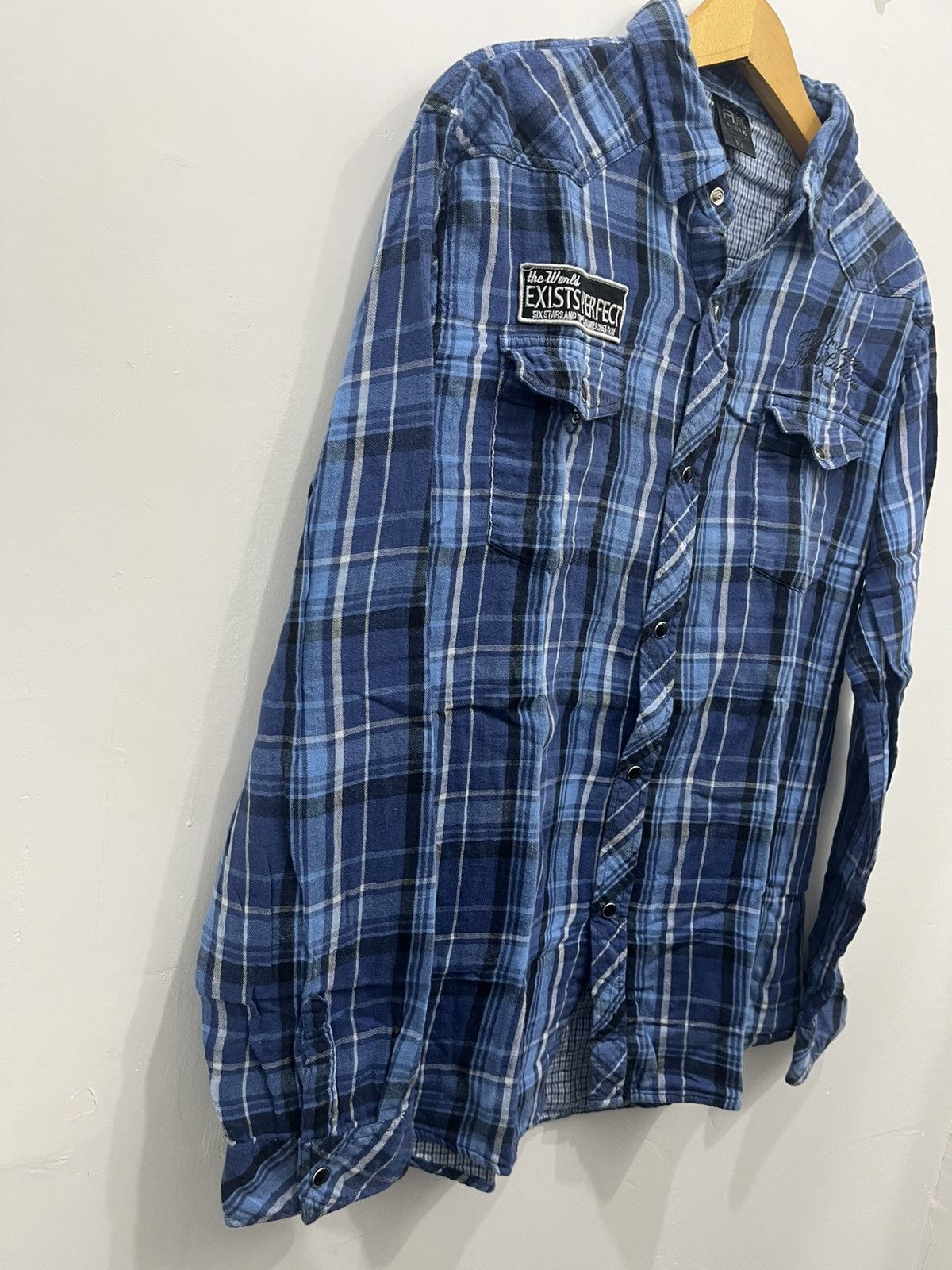Japanese Brand Russ-K Japanese Flannel Poem The World Exist Perfect Size US XL / EU 56 / 4 - 3 Thumbnail