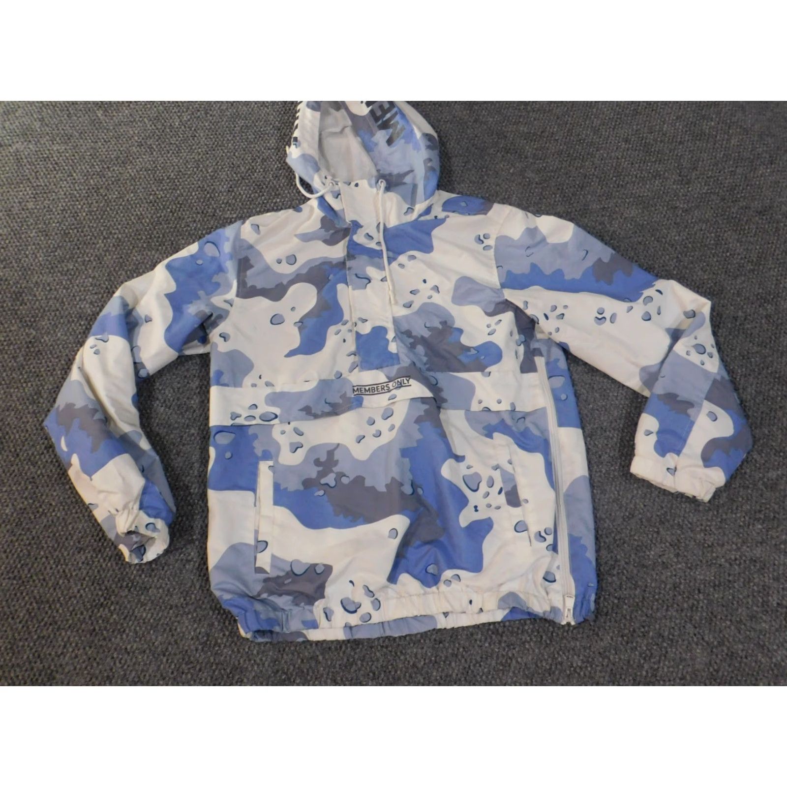 Members Only Members Only Jacket Mens S Blue Camouflage Windbreaker Zip Pockets 1/4 Zip Casual Sports Fall Winter Camo Knit Polyester Windbreaker Category: Jacket Size US S / EU 44-46 / 1 - 4 Thumbnail