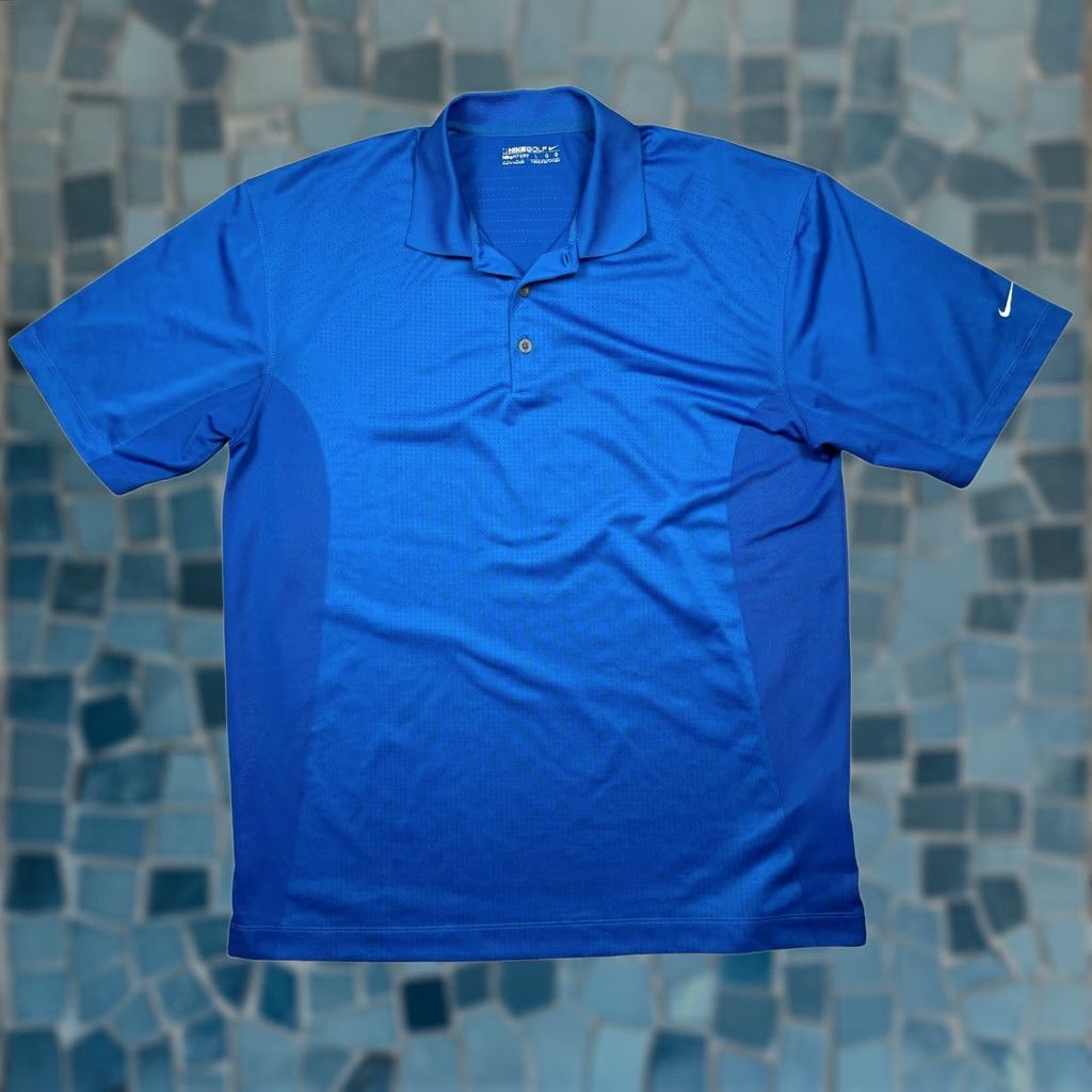 Nike Nike Polo Men’s Large Dri-Fit Short Sleeve Blue Perforated Golf Shirt Size US L / EU 52-54 / 3 - 1 Thumbnail