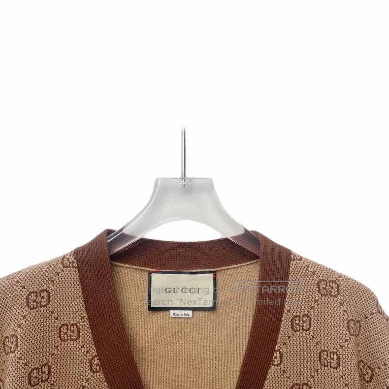 Gucci Gucci Colour-matched logo jacquard full-printed wool V-nec Size M / US 6-8 / IT 42-44 - 3 Thumbnail