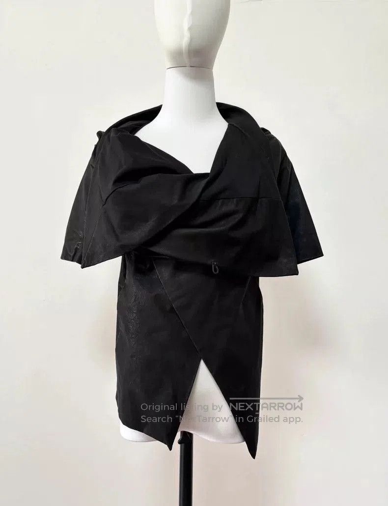 Rick Owens Vintage Black Leather Asymmetric Jacket Top. Size US M / EU 48-50 / 2 - 5 Thumbnail