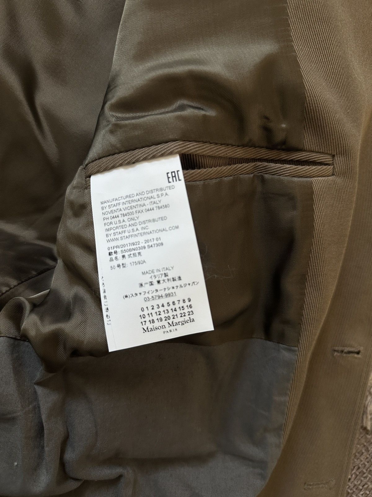 Maison Margiela Maison margiela men’s signature blazer suit jacket khaki Size 50R - 9 Thumbnail