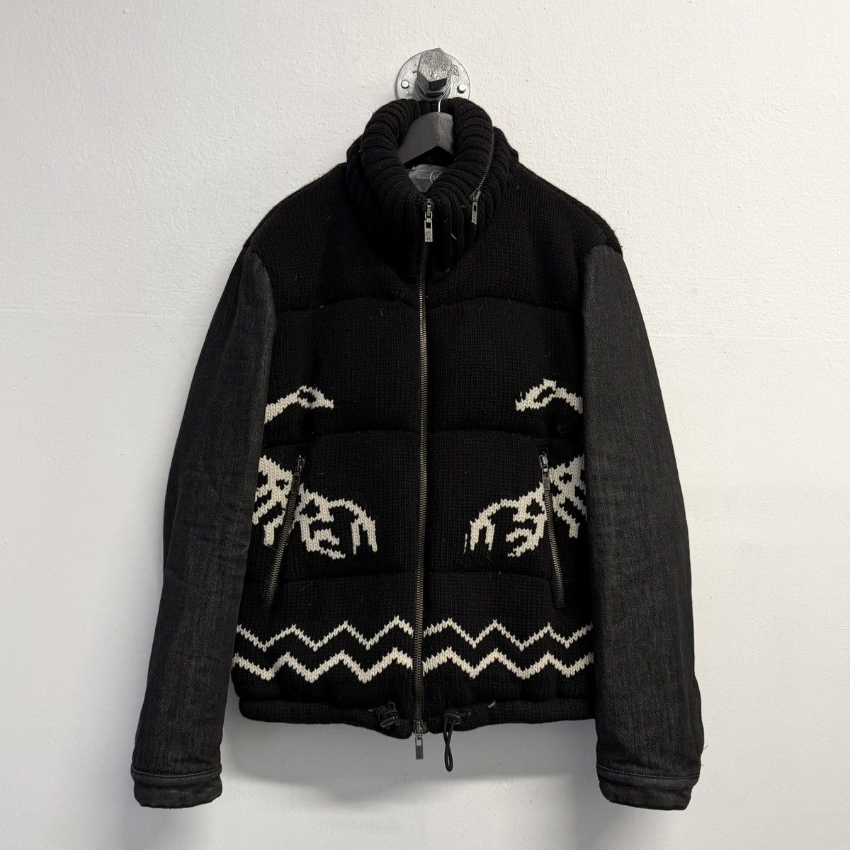 Alexander McQueen ALEXANDER MCQUEEN Scorpion & Bull Wool Knit Denim Jacket Size US M / EU 48-50 / 2 - 1 Thumbnail