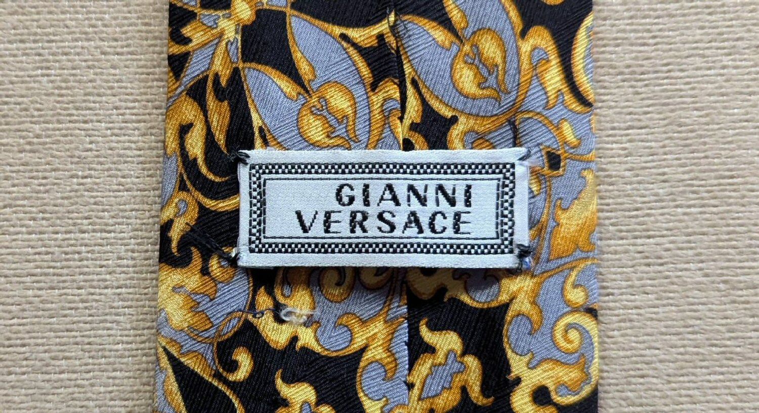 Versace Vintage Gianni Versace Silver & Gold Paisley Silk Tie Size ONE SIZE - 8 Thumbnail