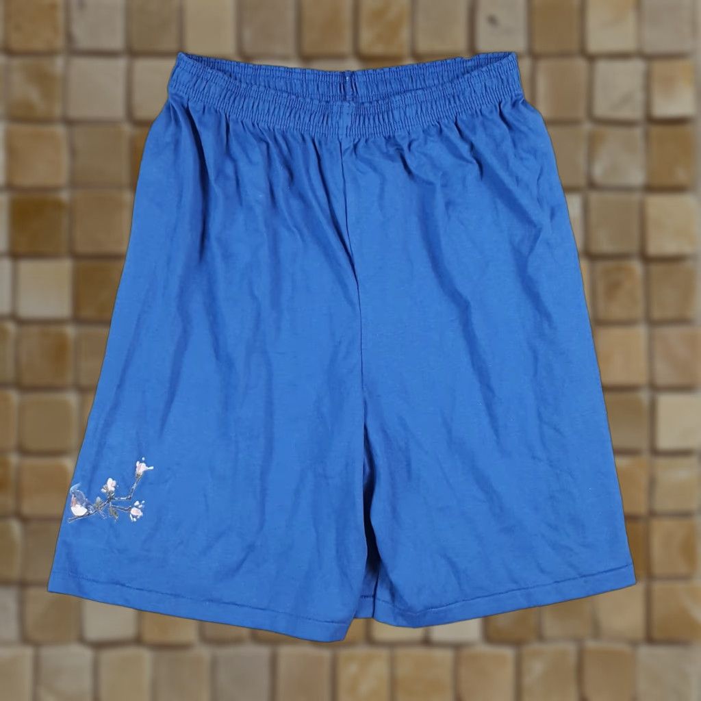 Vintage Vintage 80s Blue Bird Flower Nature Sz XL Relaxed Stretch Paperbag Lounge Shorts Size 40" / US 18 - 1 Thumbnail