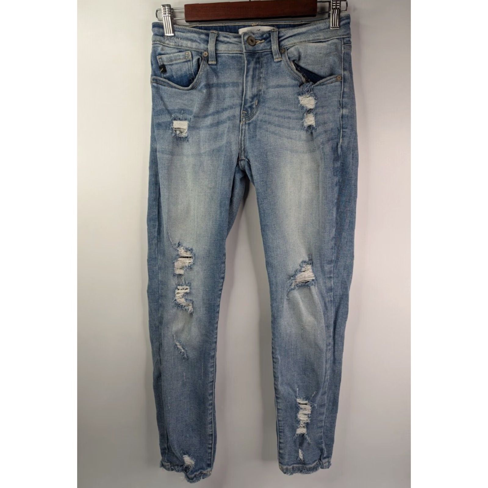 Vintage Kancan Jeans Mid Rise Distressed Skinny Blue Light Wash 27 Women 5-Pocket KC8373M Size 27" / US 4 / IT 40 - 2 Thumbnail