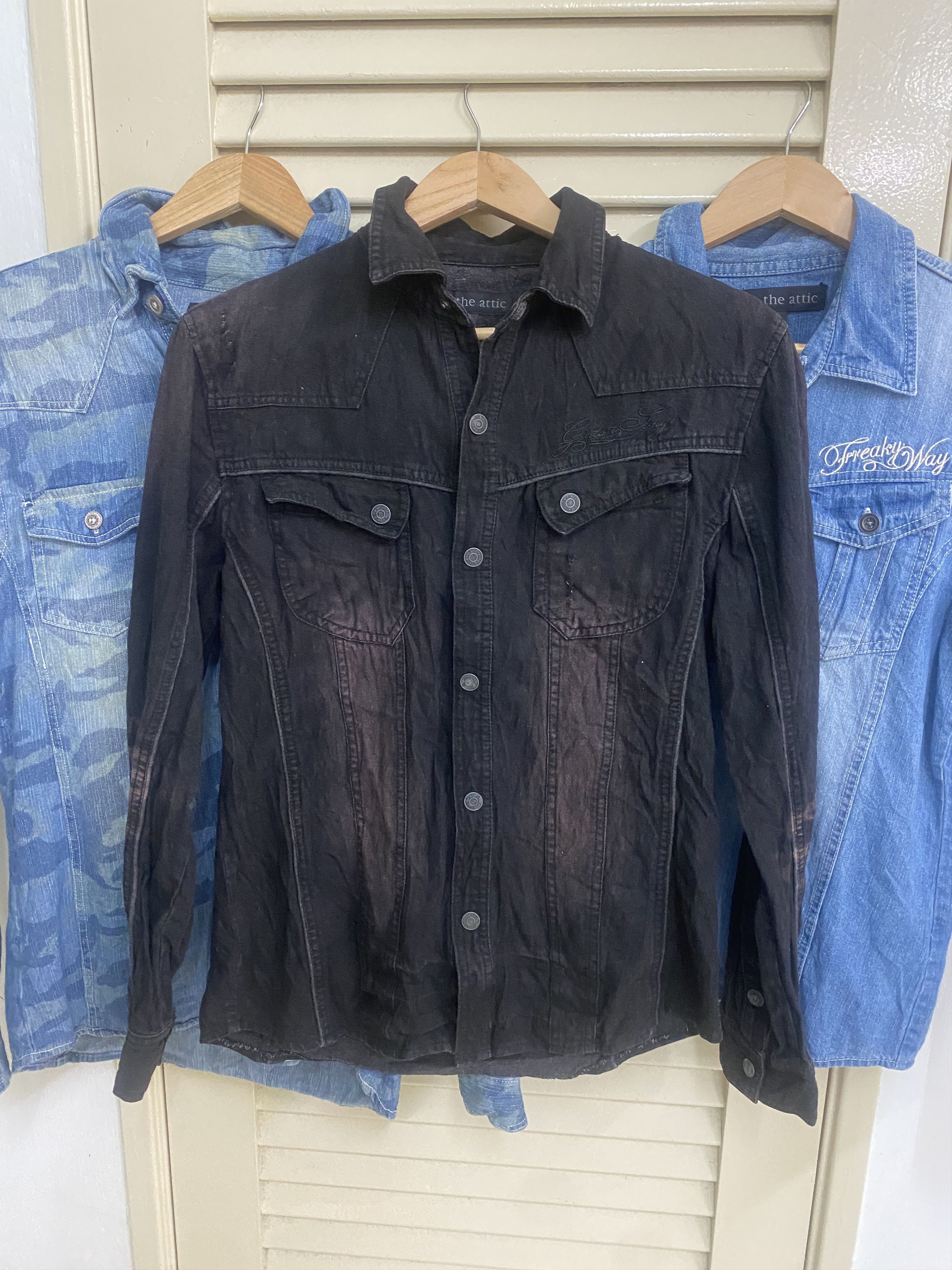 In The Attic Japanese Lots of 3 Denim Shirt Punkers Seditionaries Size US L / EU 52-54 / 3 - 5 Thumbnail