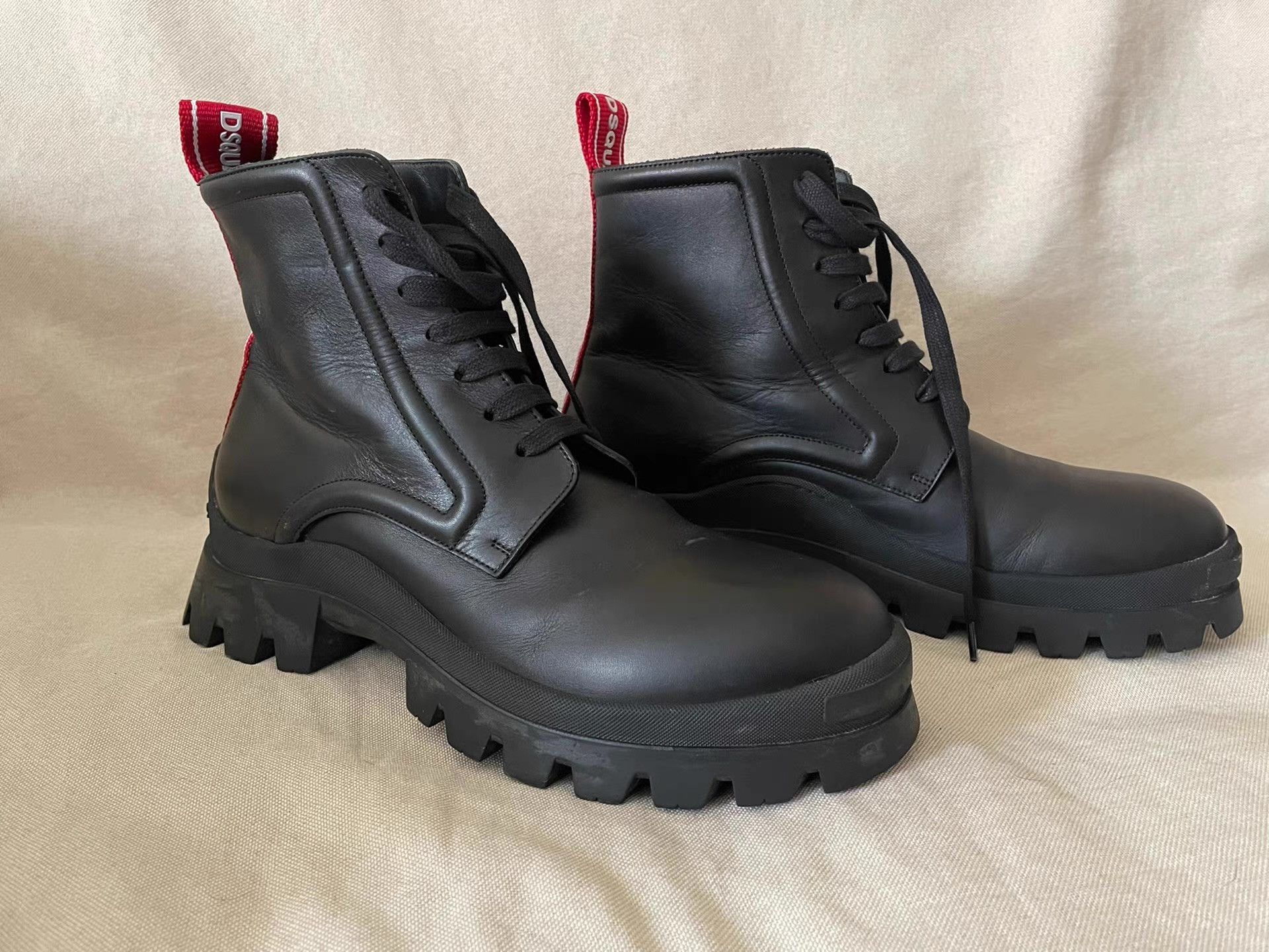 Dsquared2 Black Lace-Up Boots with Chunky Sole Size 11 Size US 11 / EU 44 - 1 Thumbnail